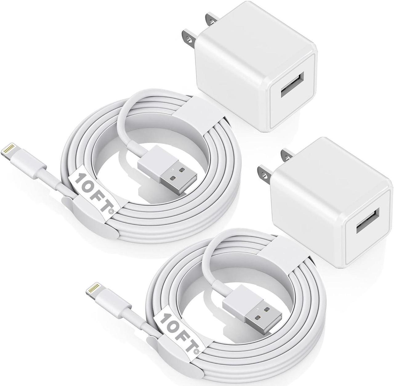 Main image of iPhone Charger 10ft [MFi Certified] Long Lightning Cable Data Sync Charging Cords with USB Wall Charger Travel Plug Adapter for iPhone 13 12 11 Pro Max/SE 2020/X/XR/8/7/6/iPad and More(2Pack)