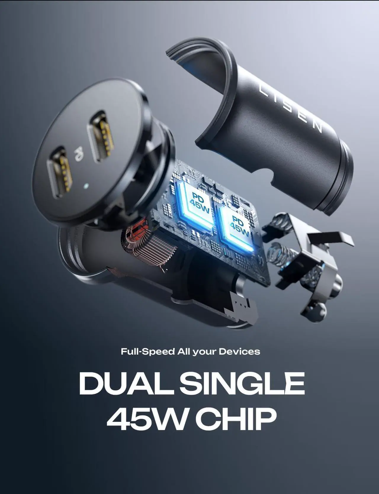 Alt view image 6 of 7 - 90W USB C Car Charger 2-Port PD 45W & QC 3.0 USB C Cigarette Lighter Adapter for iPhone 16 [All Metal & Mini] USB C Car Charger Fast Charging for iPhone 16/15/14/13 Pro Galaxy S25/S24 iPad