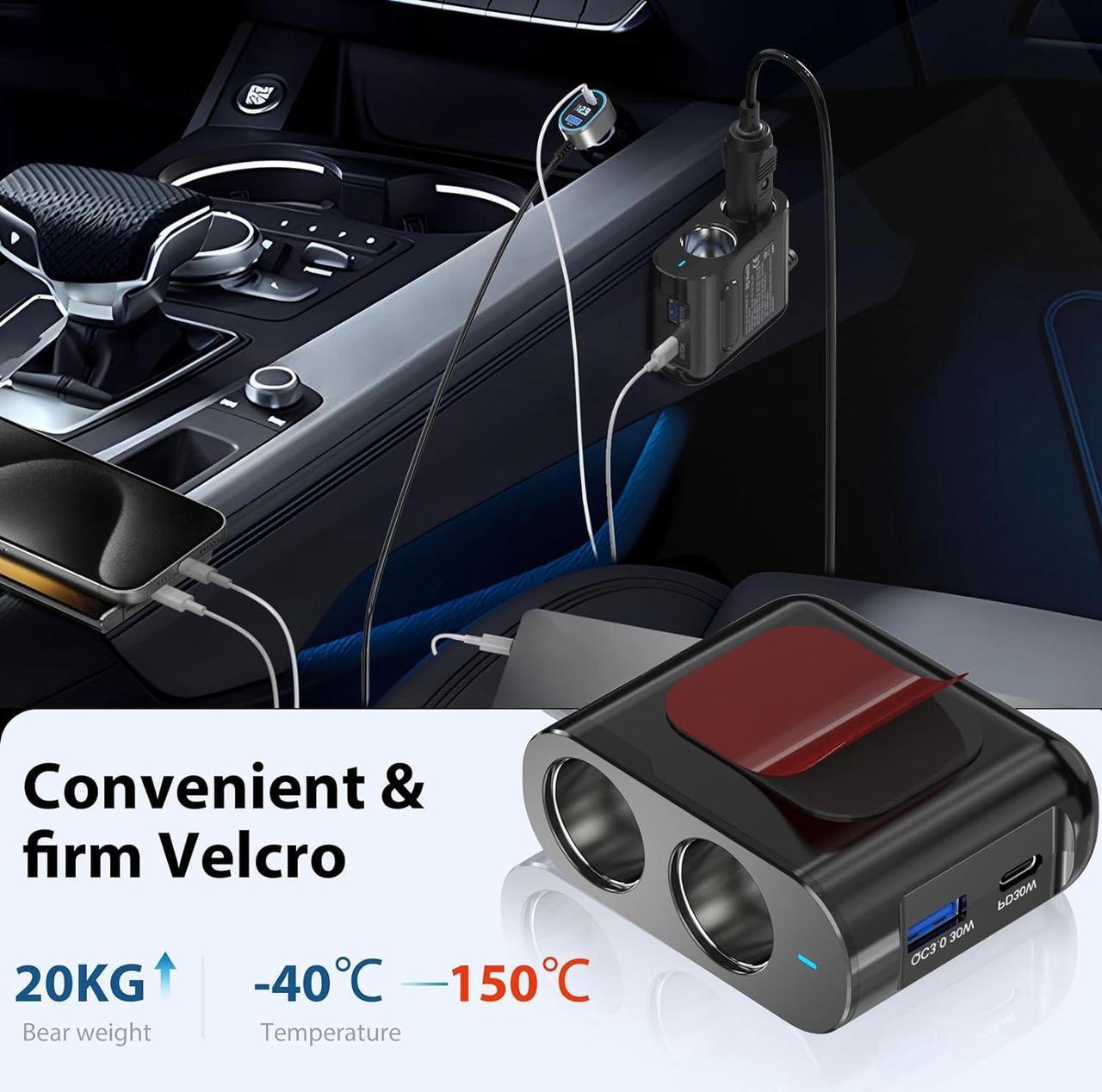Alt view image 6 of 7 - PD 65W Cigarette Lighter Splitter for Laptop: 200W USB C 12V Car Charger Socket Adapter 12 Volt DC Plug Multi Way Auto Power Outlet with Dual Type C Port for MacBook/iPad/iPhone  GPS Dash Cam