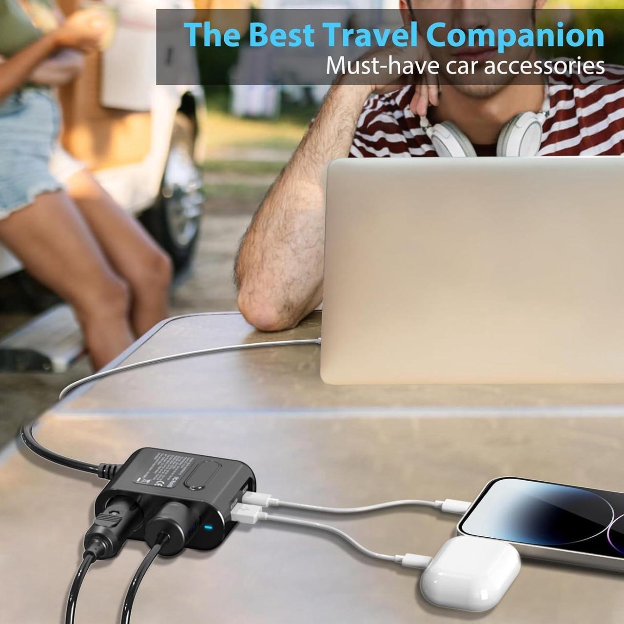 Alt view image 7 of 7 - PD 65W Cigarette Lighter Splitter for Laptop: 200W USB C 12V Car Charger Socket Adapter 12 Volt DC Plug Multi Way Auto Power Outlet with Dual Type C Port for MacBook/iPad/iPhone  GPS Dash Cam