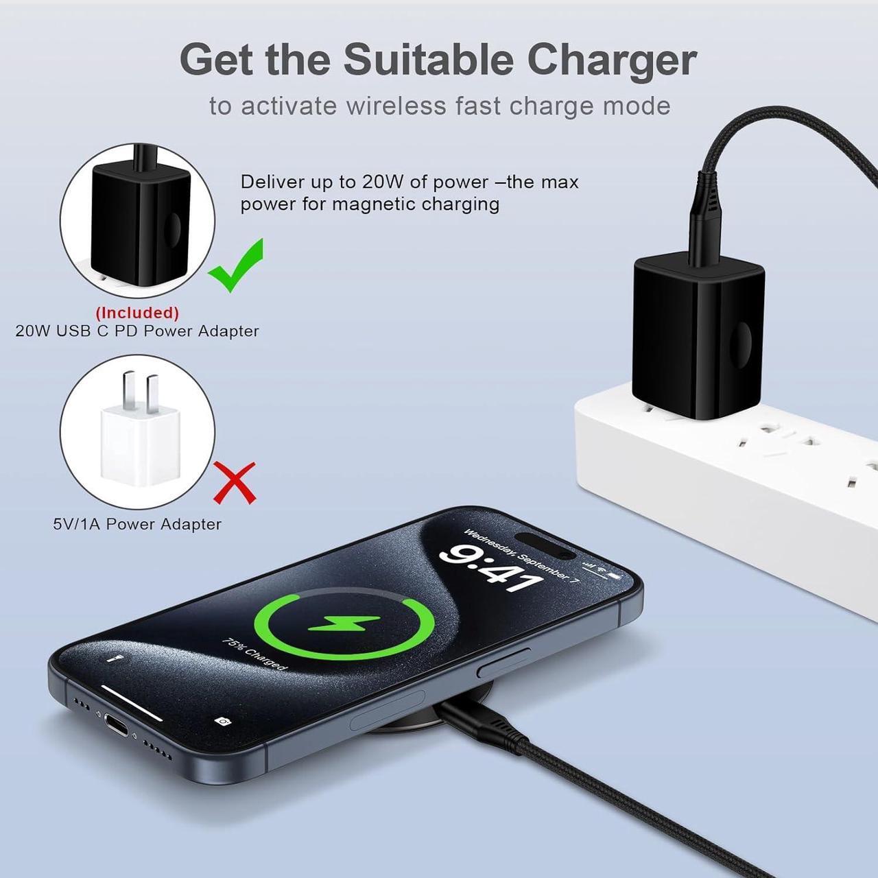 Alt view image 2 of 7 - Magsafe Charger  S24 Ultra Wireless Charger Pad Fast Charging Stand for Galaxy S24+/S23/S22/S21 15W Wireless Charger Mat with PD 20W USB C Charging Block for Google Pixel 8/7/6 iPhone 15 Series