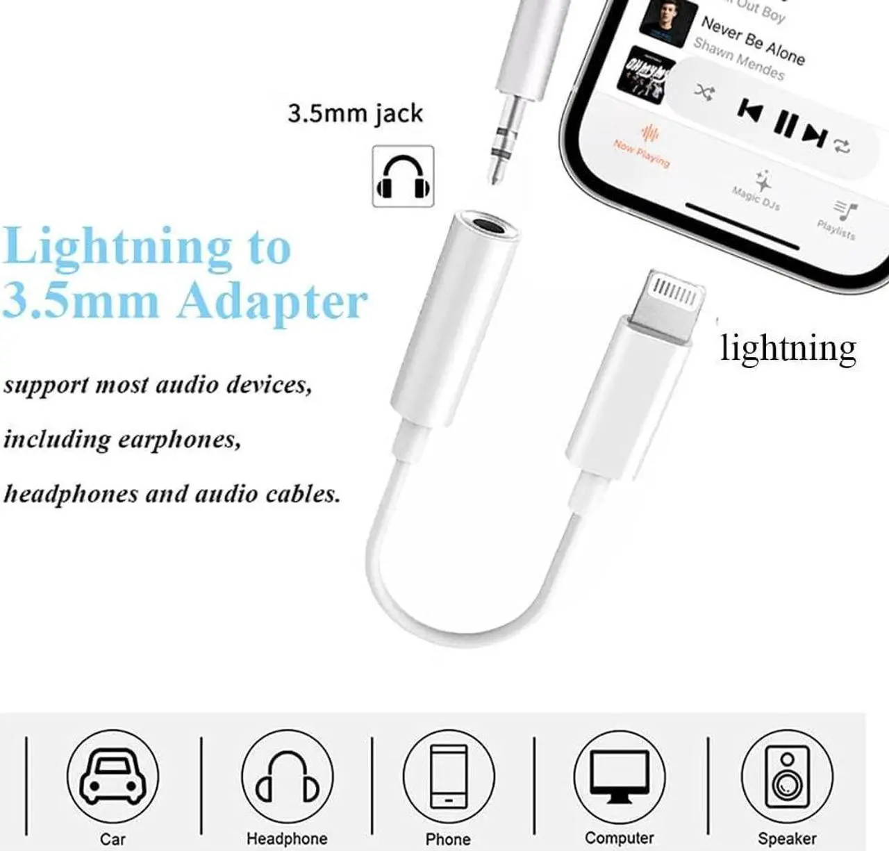 Alt view image 3 of 7 - MFi Certified 2 Pack Headphone Jack Adapter Lightning to 3.5mm Earphone Jack Adapter 3.5mm Audio Cord Adapter Dongle Compatible with iPhone 14 Pro13 12 11 XS XR X 8 7 iPad iPod