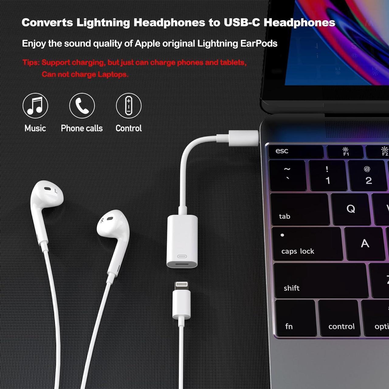 Alt view image 4 of 7 - USB-C Male to Lightning Female Adapter Type C to Lightning Converter for Audio Data&Charging Compatible with iPhone 15 iPad Pro MacBook Pro iMac and More Devices with USB-C Port