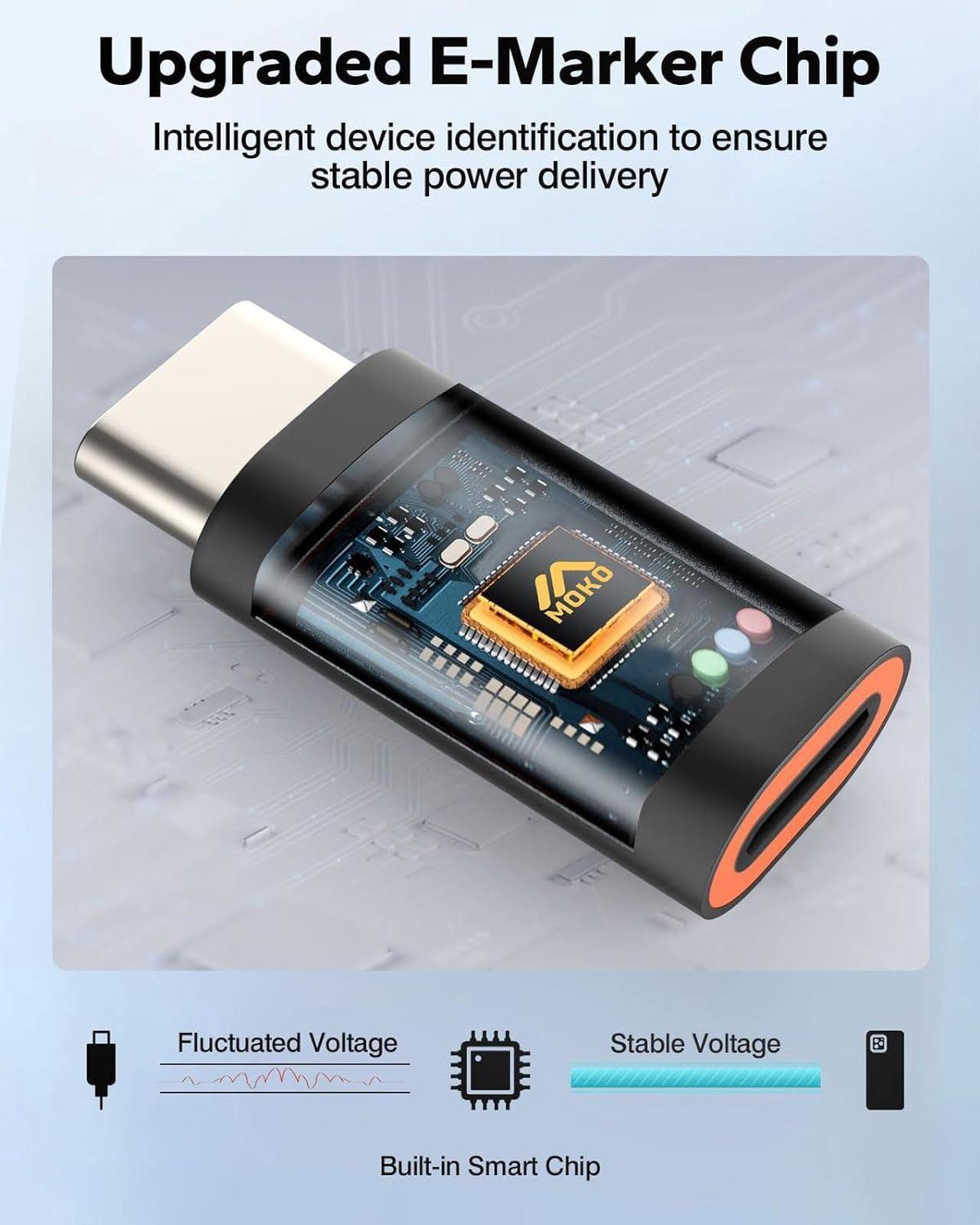 Alt view image 5 of 7 - USB C Female to Lightning Male Adapter & Lightning Female to USB C Male Adapter for iPhone 15/14/13/iPad/AirPods/MacBook/ Support Fast Charge & Data Sync Not for Audio/OTG/Pencil Black