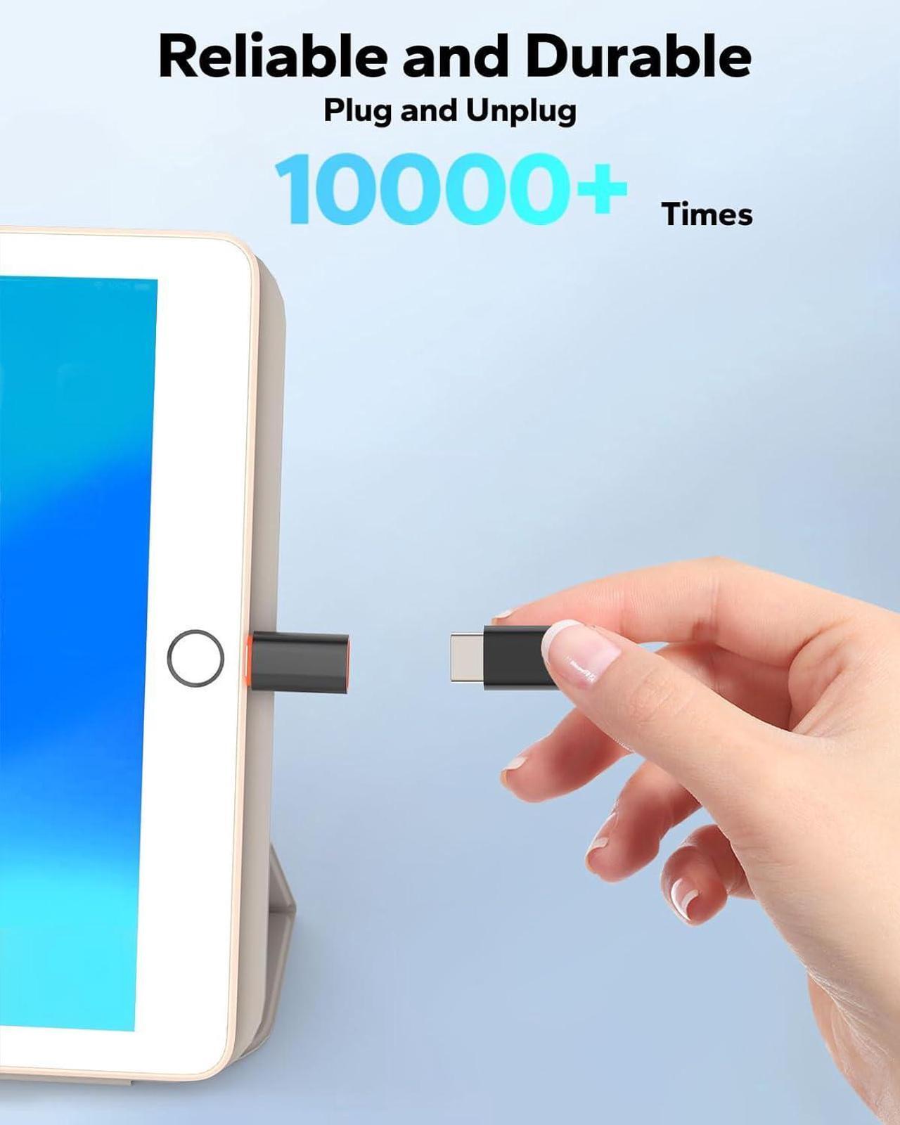 Alt view image 7 of 7 - USB C Female to Lightning Male Adapter & Lightning Female to USB C Male Adapter for iPhone 15/14/13/iPad/AirPods/MacBook/ Support Fast Charge & Data Sync Not for Audio/OTG/Pencil Black