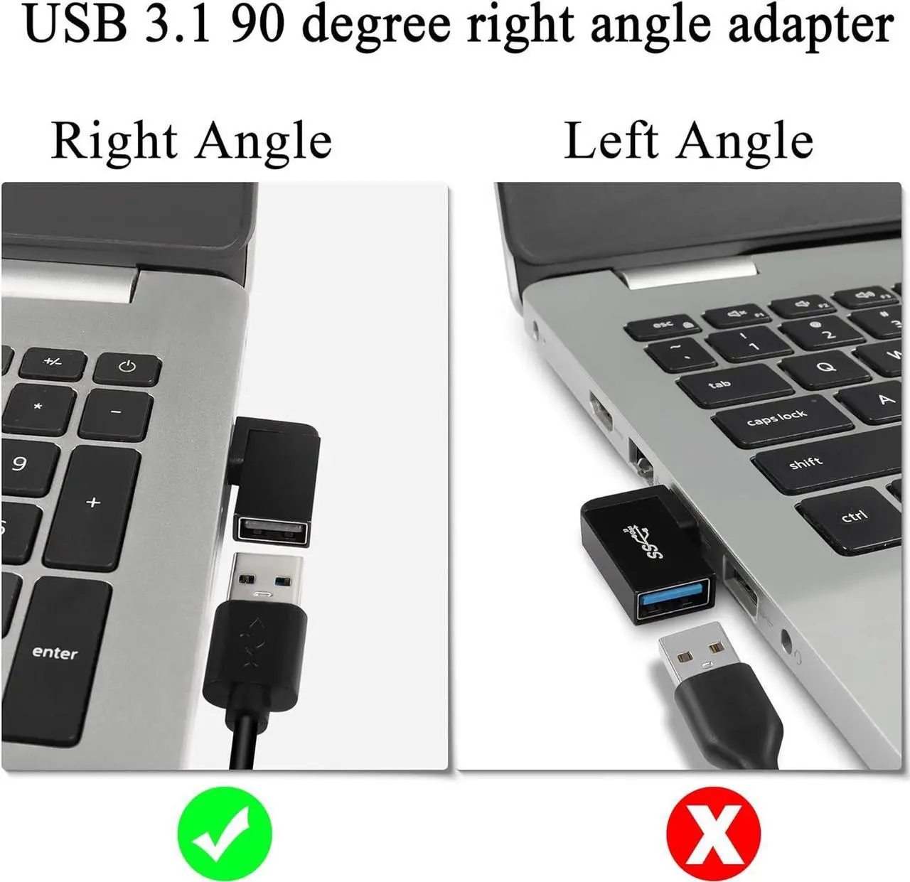 Alt view image 2 of 7 - 90Angle USB 3.1 Adapter 10Gbps USB 3.1 Male to Female Right Angle Connector USB A 3.1 L-Angle Converter Coupler Support Data Transfer OTG 3A Charging 2Pcs(Right Angle Side Bend)