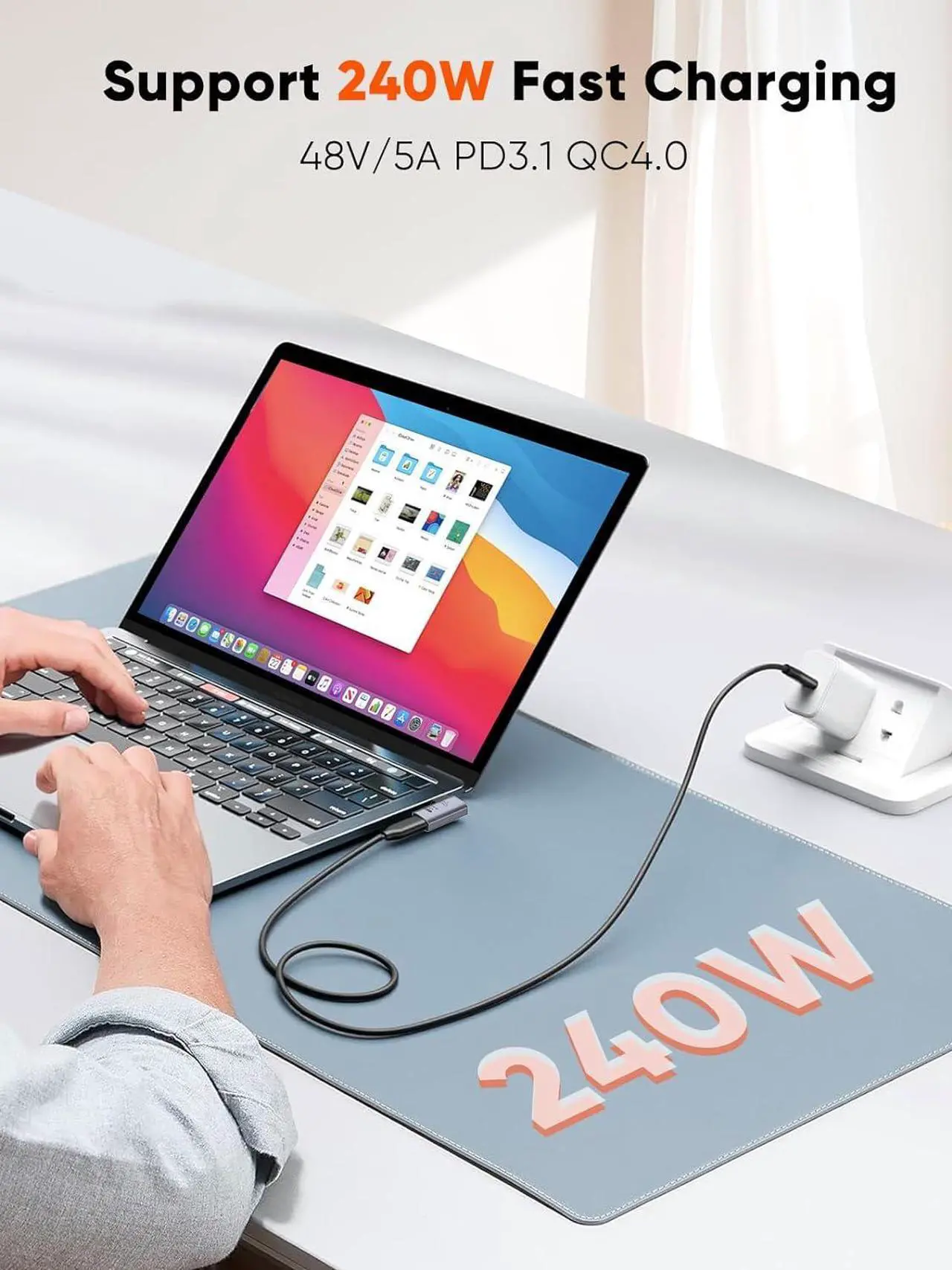 Alt view image 4 of 7 - Right Angle USB C Adapter 2 Pack USB C Male to Female 90 Degree Adapter 40Gbps 240W Compatible with Thunderbolt 4 USB 4 Notebook PC Tablet Phone and More Right Angle