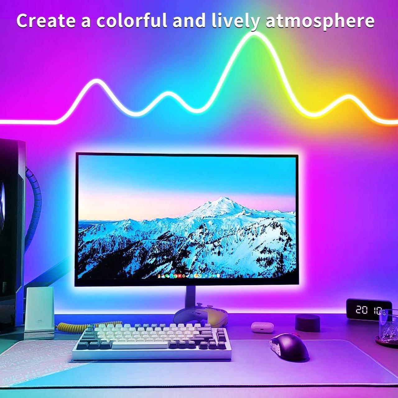 Alt view image 4 of 7 - 100ft RGB LED neon Rope Lights LED neon Lights with Remote/APP Control 24V IP65 Waterproof Flexible Neon LED Strip Lights for Bedroom Room Outdoors Decor2 Rolls of 50ft