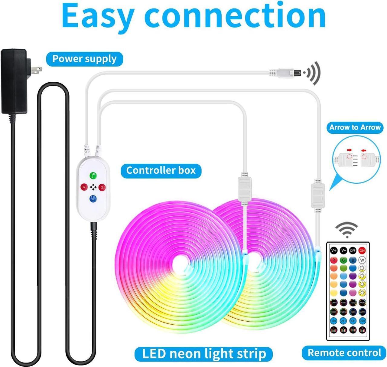 Alt view image 7 of 7 - 100ft RGB LED neon Rope Lights LED neon Lights with Remote/APP Control 24V IP65 Waterproof Flexible Neon LED Strip Lights for Bedroom Room Outdoors Decor2 Rolls of 50ft
