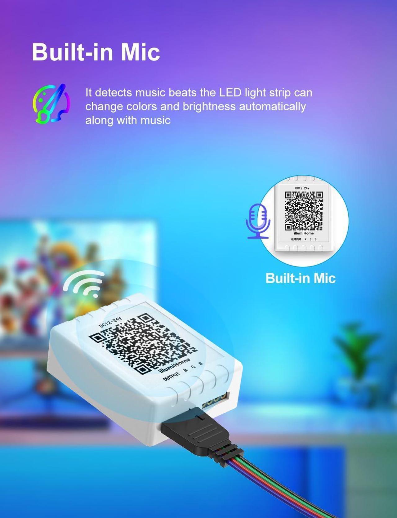 Alt view image 4 of 7 - Led Lights for Bedroom 100ft (2 Rolls of 50ft) with Color Changing Strip Lights with Remote and APP Control RGB Lighting Strip for Indoor Party Home Room Decor and 24V Power Supply