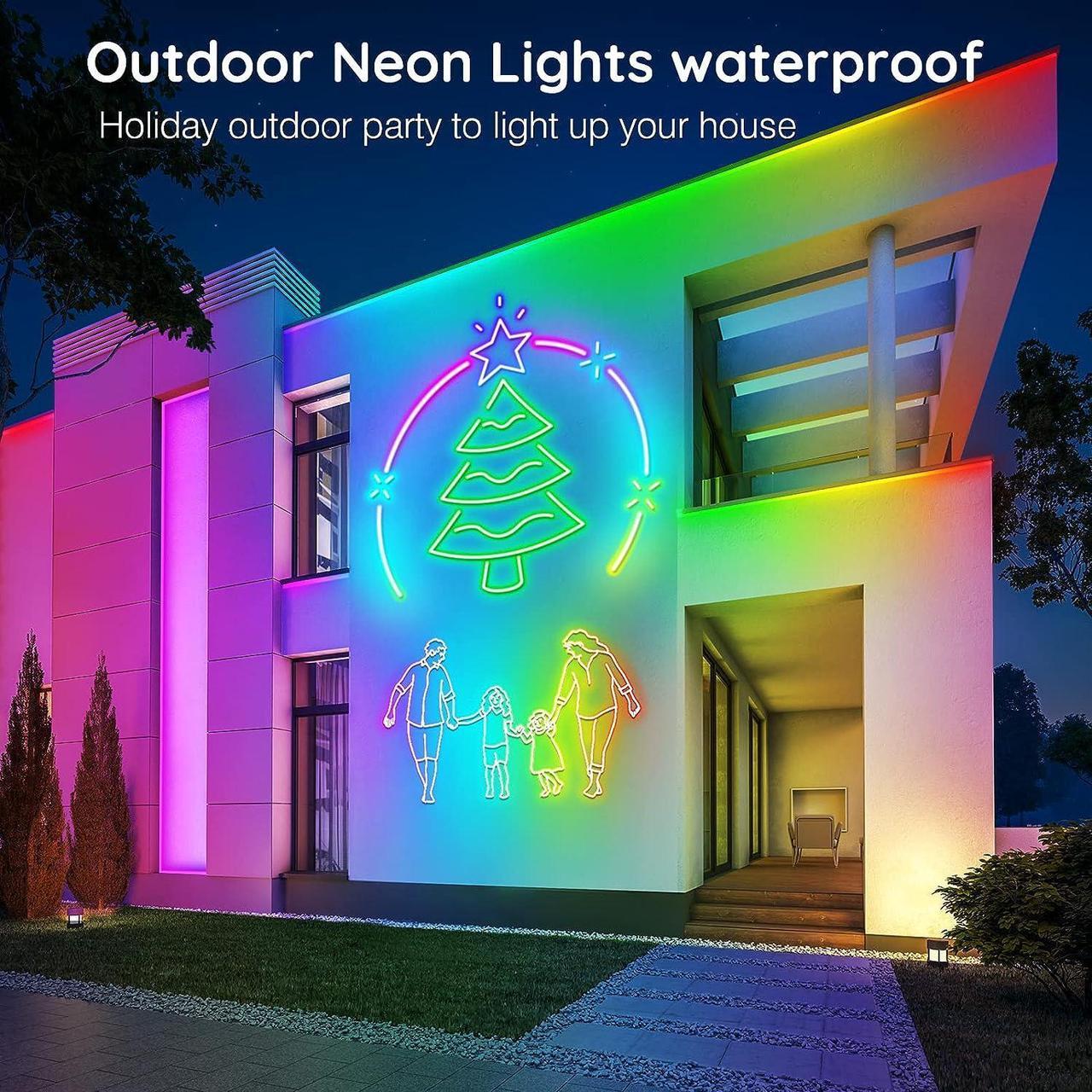 Alt view image 6 of 7 - Led Neon Rope Lights 60FT Control with App/Remote Flexible Led Rope Lights Multiple Modes IP68 Outdoor RGB Neon Lights Waterproof Music Sync Gaming Led Strip Lights for Bedroom Indoor