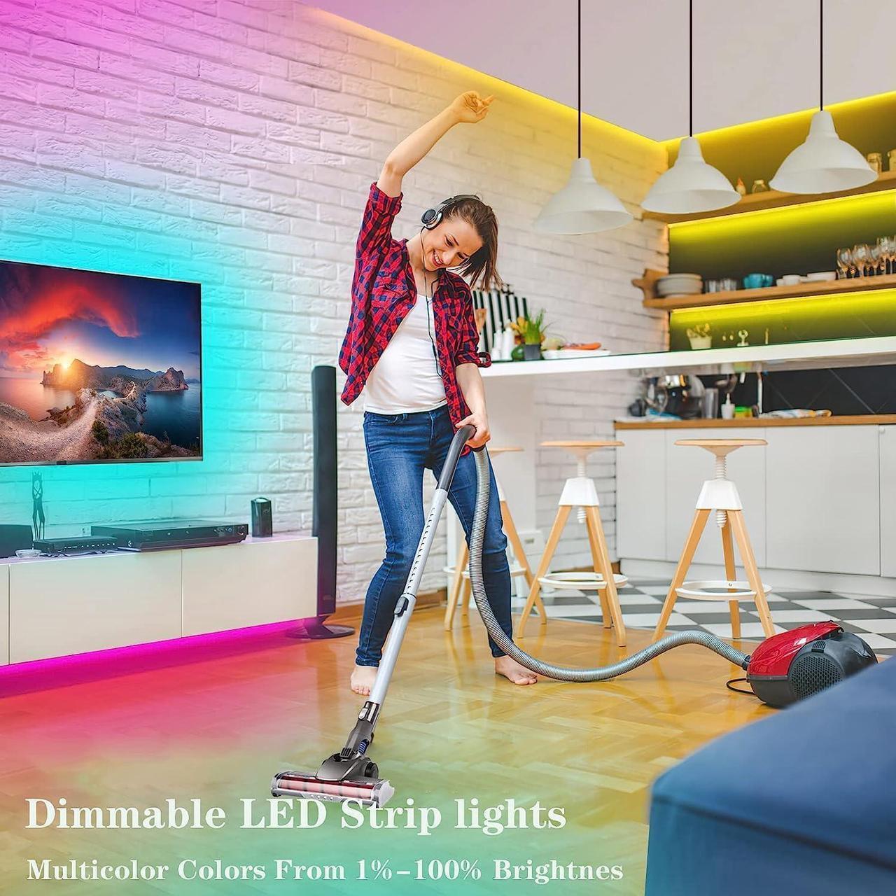 Alt view image 2 of 7 - Led Lights for Bedroom 130ft (2 Rolls of 65ft) Led Lights Color Changing Led Strip Lights with App Control Led Light Strips for Room Kitchen Home Decoration