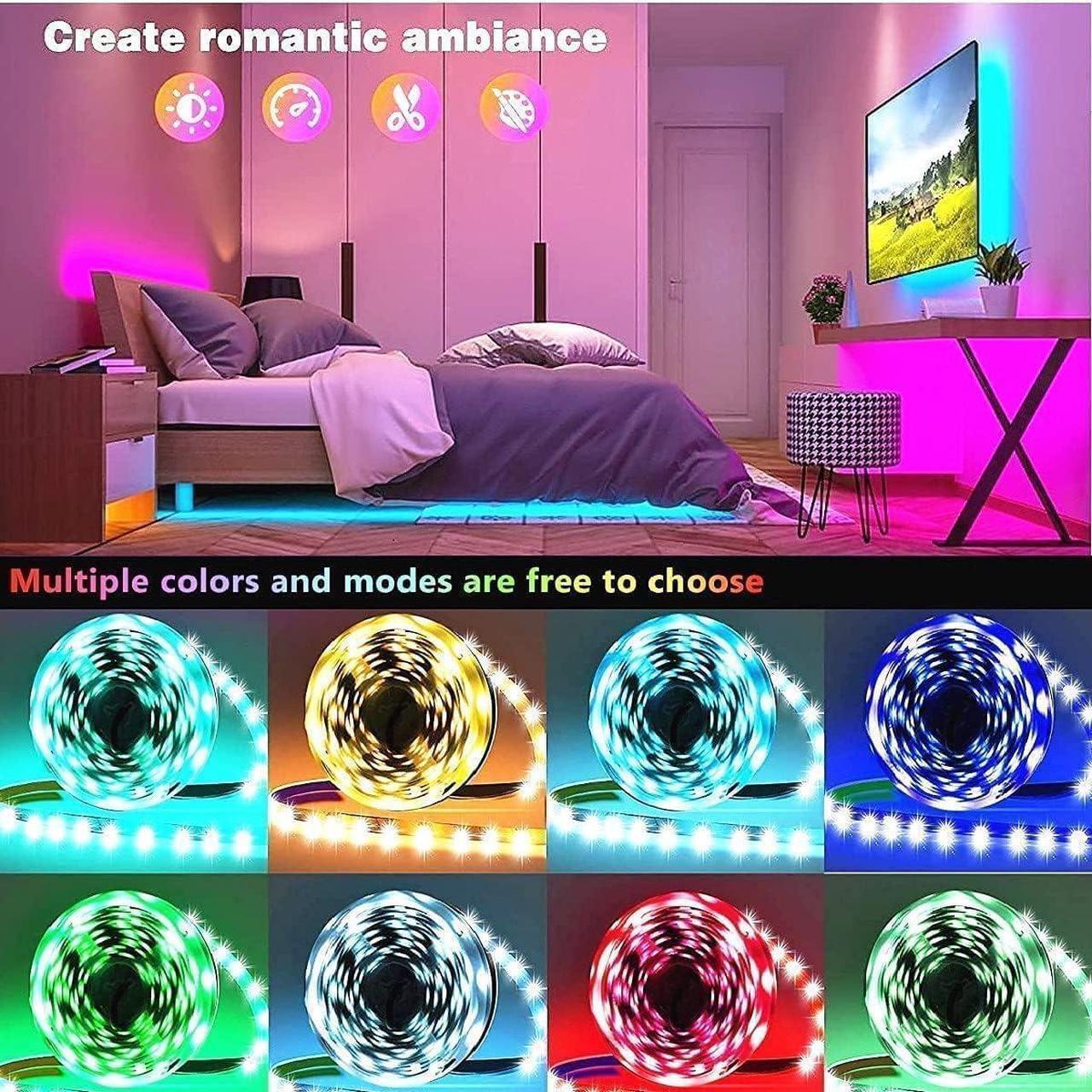 Alt view image 3 of 7 - Led Lights for Bedroom 130ft (2 Rolls of 65ft) Led Lights Color Changing Led Strip Lights with App Control Led Light Strips for Room Kitchen Home Decoration