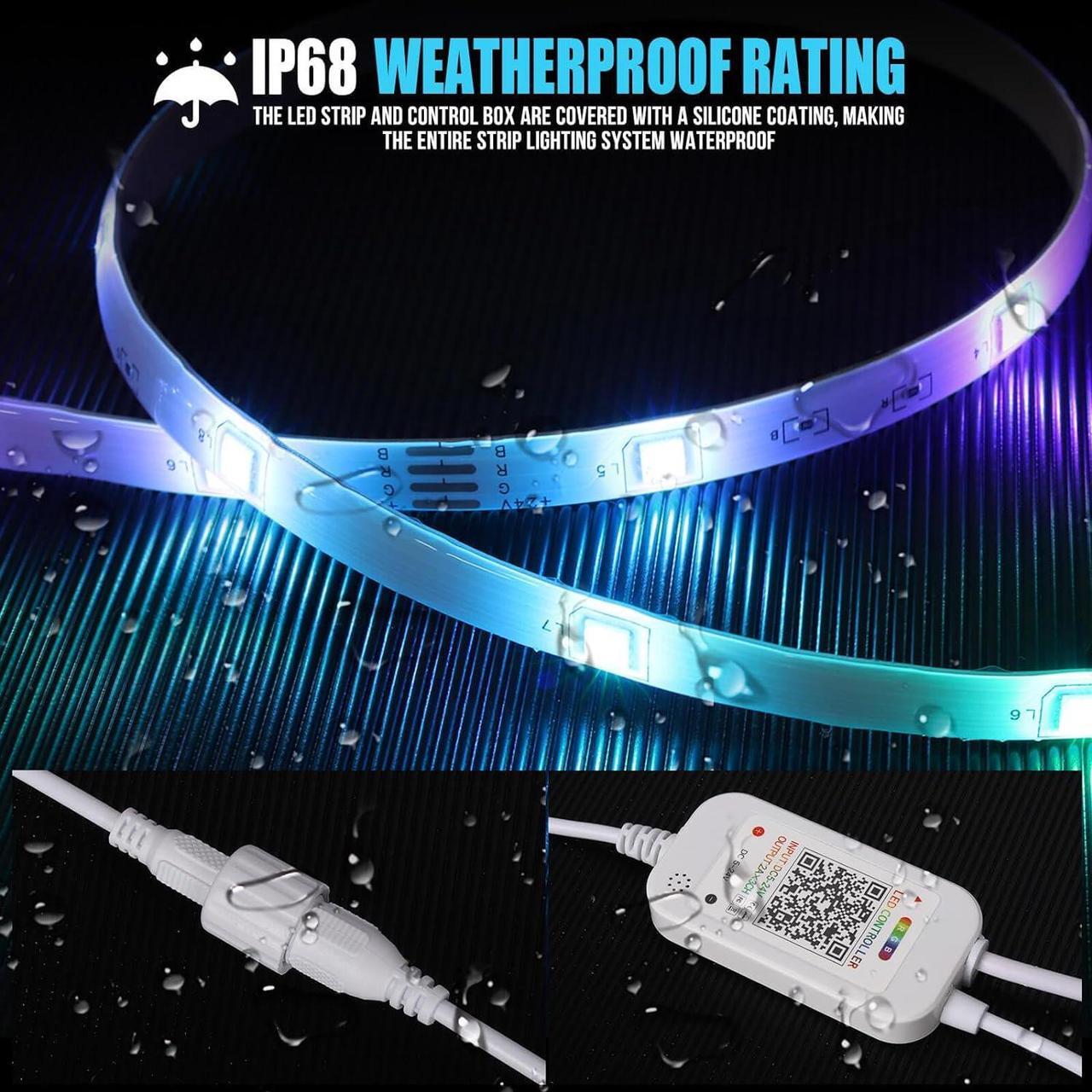 Alt view image 2 of 7 - 200ft Outdoor Led Strip Lights Waterproof IP68 with Self-Adhesive Low Voltage 24V Heavy Duty Color Changing Music Sync Wireless Remote & App Control