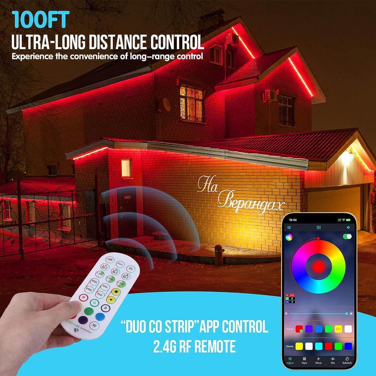 Alt view image 3 of 7 - 200ft Outdoor Led Strip Lights Waterproof IP68 with Self-Adhesive Low Voltage 24V Heavy Duty Color Changing Music Sync Wireless Remote & App Control