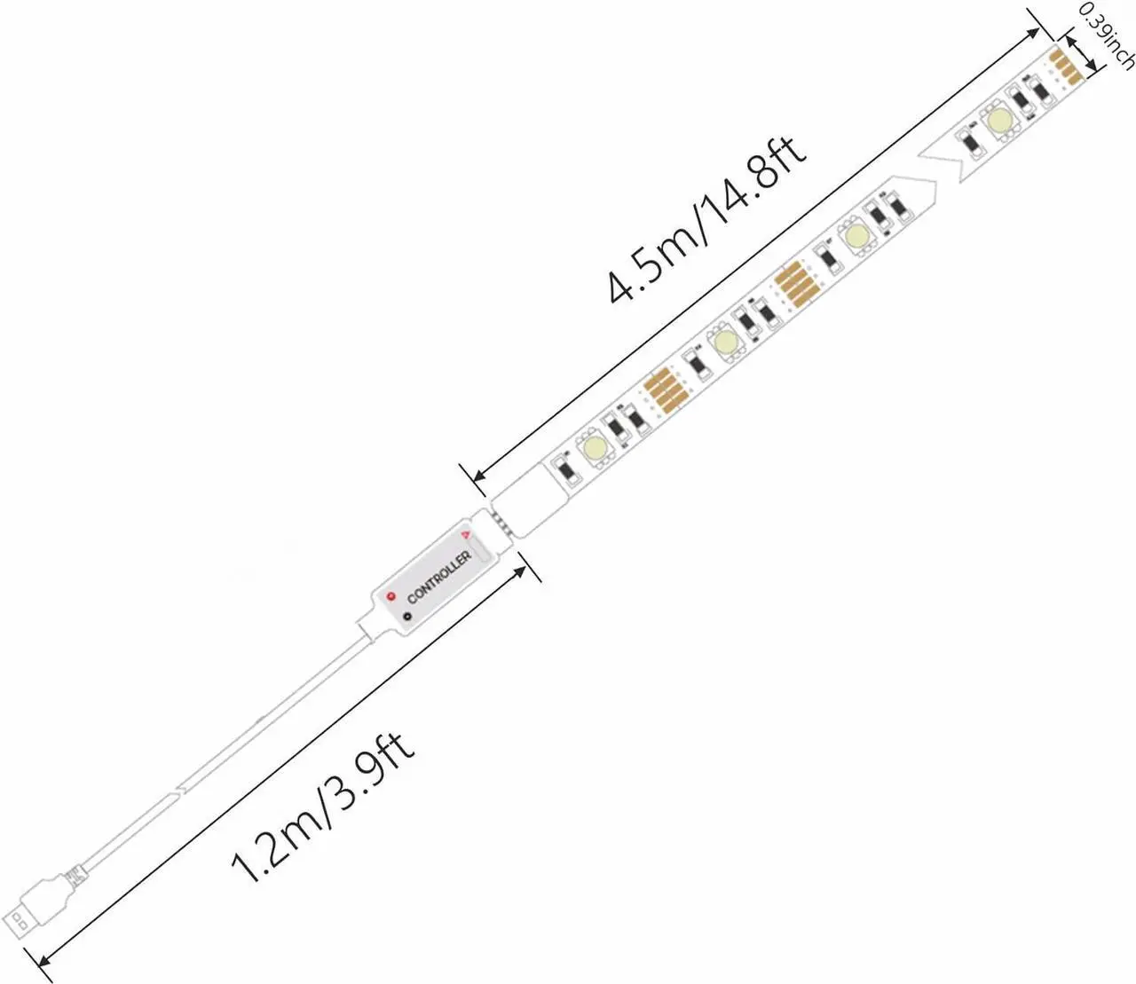 Alt view image 4 of 7 - LED Lights for TV 55-65inch USB LED Light Strip 15ft with APP and Remote