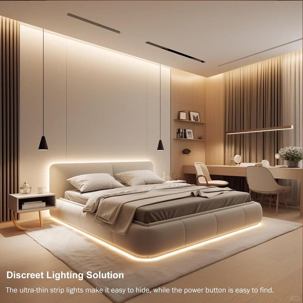 Alt view image 7 of 7 - 2 Pack 9.8ft Battery Powered LED Strip Lights Wireless Battery LED Strip Lights 90 LED Under Cabinet Lighting for Kitchen Closet Shelves (Warm White)