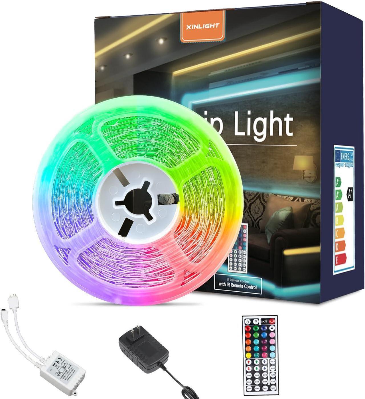 Main image of LED Strip Lights 9.8ft RGB Color Changing Light Strip Kit with Remote and Control Box for Room Bedroom TV Cupboard Decoration Bright 5050 LEDs Easy Installation