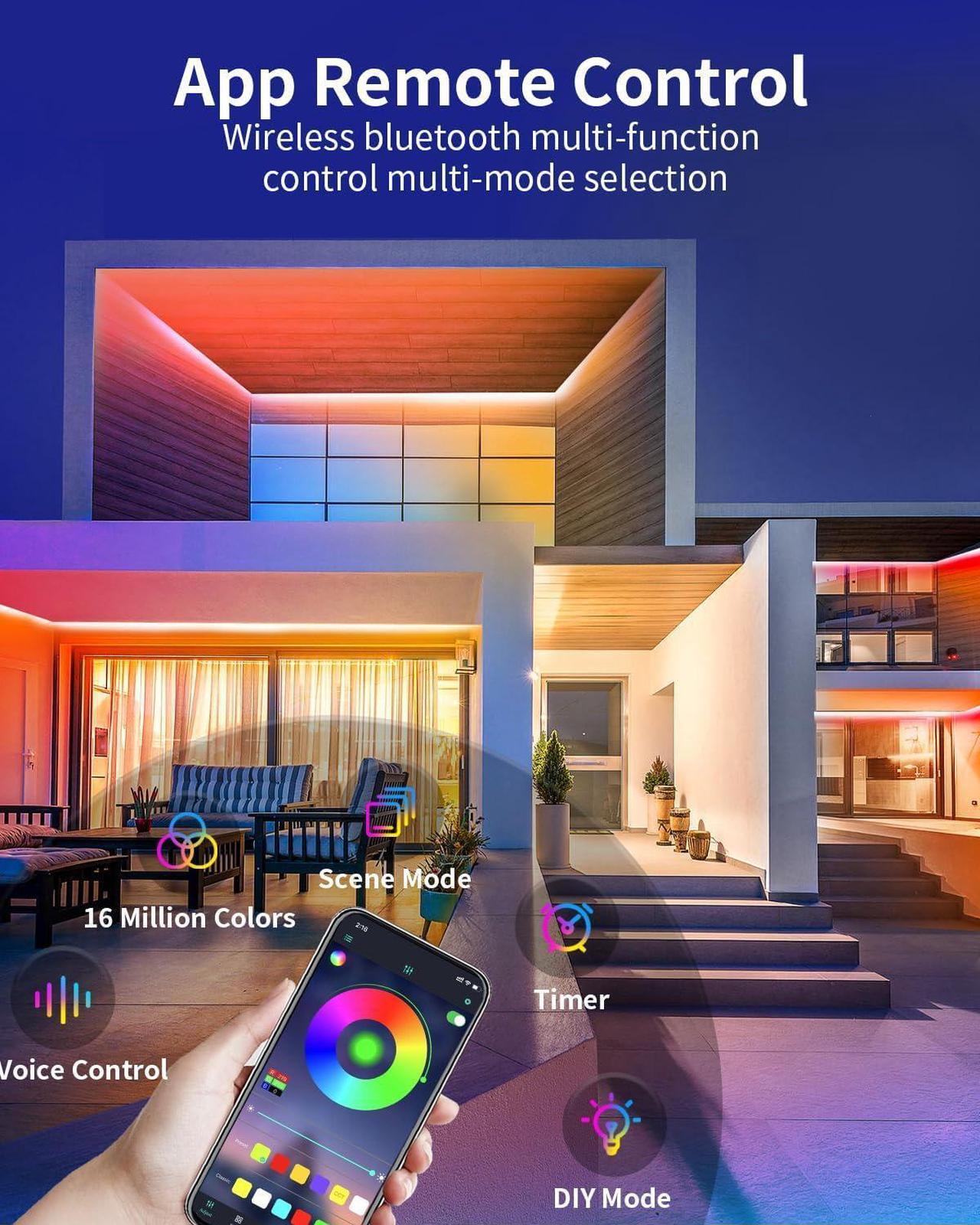Alt view image 4 of 7 - 100ft IP68 Outdoor Led Strip Lights Waterproof 24v RGB Outdoor Lights Color Changing with Bluetooth App Remote Music Sync Rope Lights for Outdoor Pool 100ft (3 Rolls x 33.3ft)