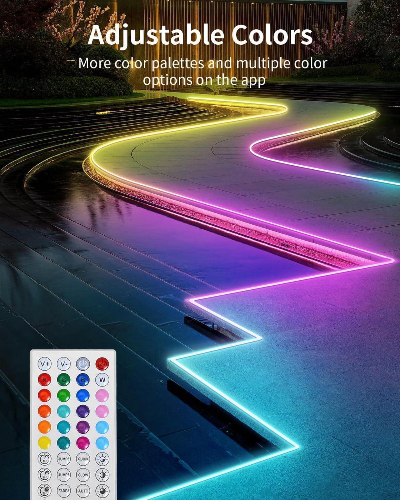Alt view image 5 of 7 - 100ft IP68 Outdoor Led Strip Lights Waterproof 24v RGB Outdoor Lights Color Changing with Bluetooth App Remote Music Sync Rope Lights for Outdoor Pool 100ft (3 Rolls x 33.3ft)