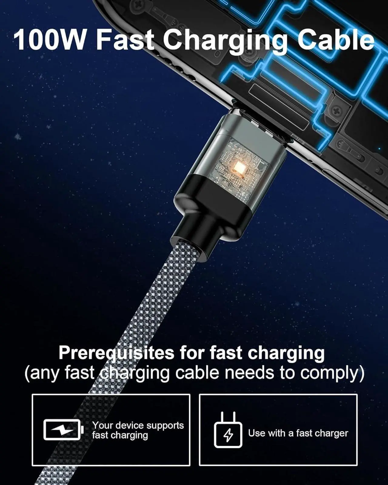 Alt view image 2 of 7 - Magnetic USB C Charger Cable 2 in 1 6.6ft PD 100W(5A) Nylon Braided USB C to USB C/Lightling Fast Charging Cable for iPhone 15/14/13 Series iPad MacBook Pro 480Mbps Data Transfer