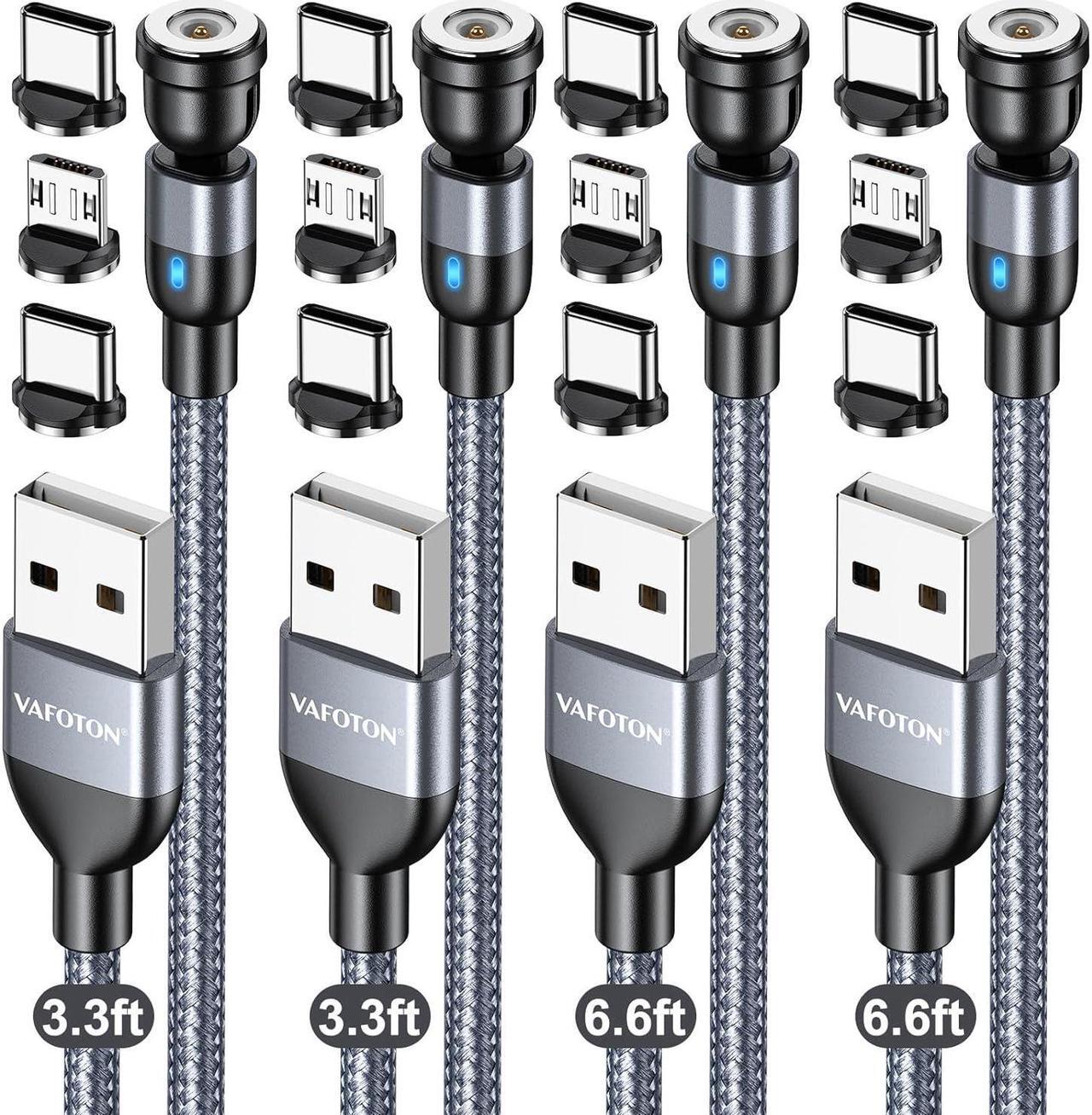 Main image of Magnetic Charging Cable Type C Magnetic Phone Charger Cable for Android Magnetic USB C Cable-Nylon Braided for Type C Micro USB/i-Product (Gary 3.3FT+3.3FT+6.6FT+6.6FT)