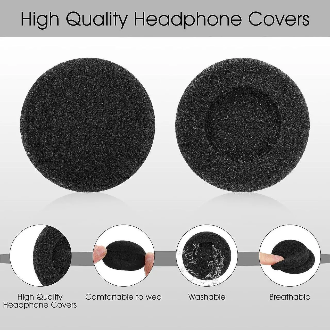 Alt view image 4 of 7 - 3 Pairs Headphone Covers Ear Cushions Foam Replacement Earphone Ear Pad Headset Sponge Covers for Most Headphone Headsets 50mm