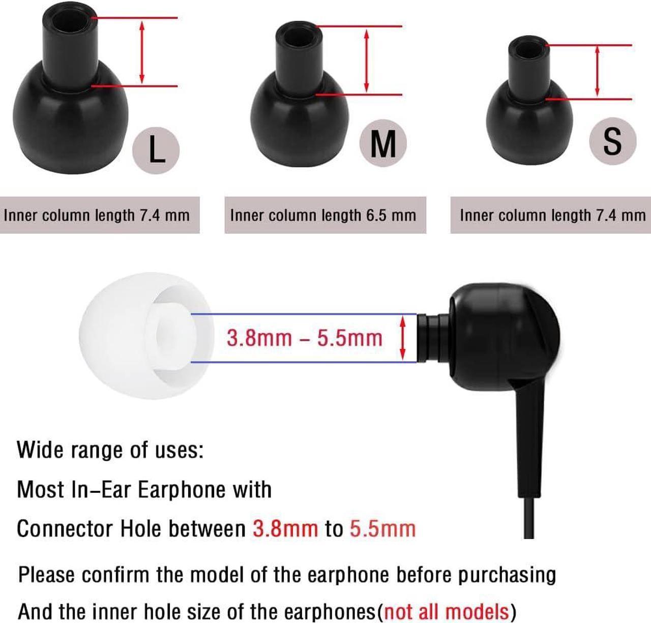 Alt view image 4 of 7 - 18 Pairs Silicone Ear Tips Replacement Earbud Tips for in- Ear Headphones Ear Covers (Inner Hole from 3.8mm-5.5mm Earphones) Earbud Replacement Tips Ear Bud Rubber Tips S M L