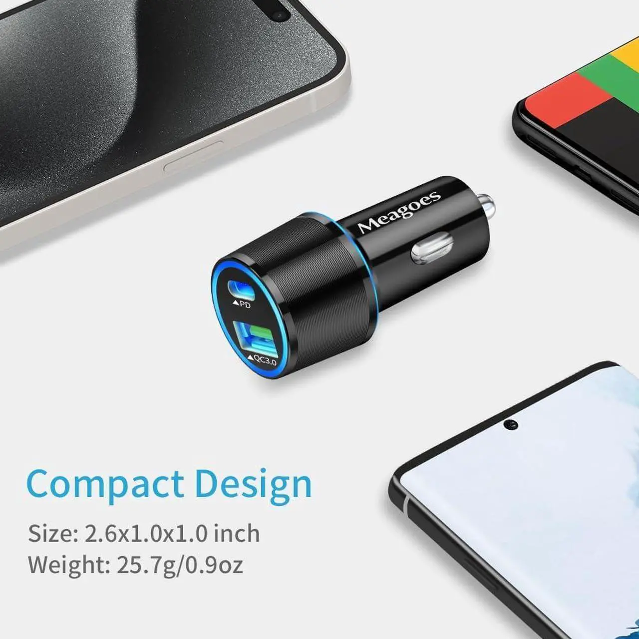 Alt view image 5 of 7 - USB C Car Charger, 48W 2-Port Fast Charging Adapter with PD&QC3.0 Compatible for iPhone 16/15 Pro Max/Samsung Galaxy S25/S24/S23/S22/S21/S20 Plus/Ultra/Note 20/10, iPad Pro -3.3ft Type C Cord