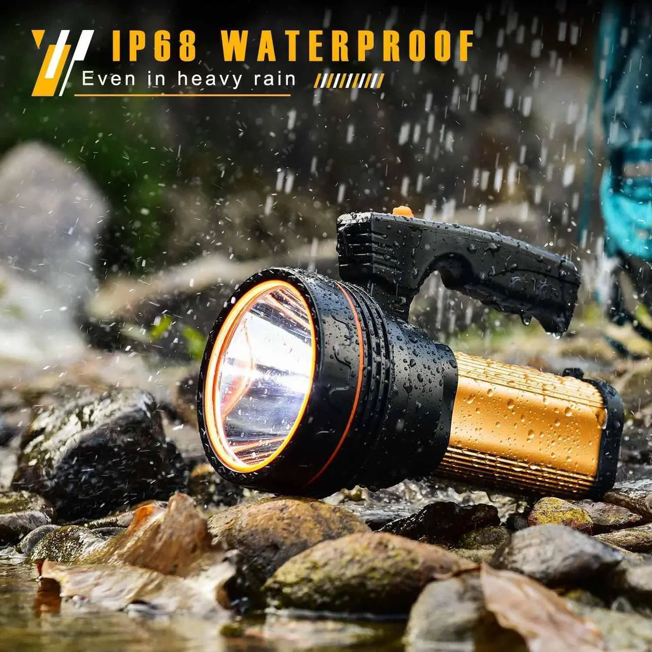 Alt view image 3 of 7 - Flashlights High Lumens Rechargeable, 1000,000LM LED Rechargeable Flashlights, IP68 Waterproof Linterna Recargable, 10000mAh Long Lasting Flashlights for Home, Camping, Boat, Farm Use.(Gold)