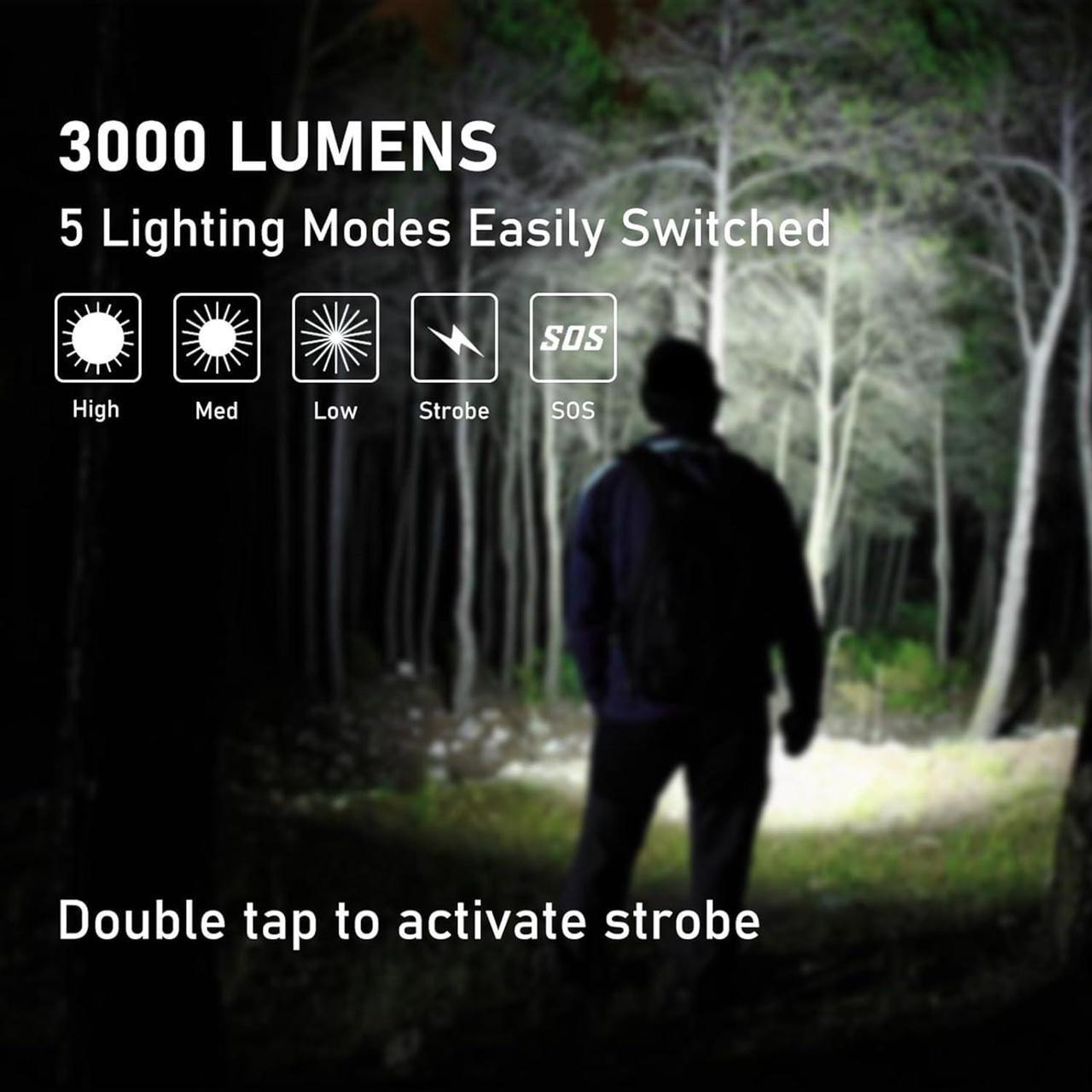 Alt view image 3 of 6 - Rechargeable Flashlights 3000 Lumen, Super Bright Flashlight Rechargeable USB-C, Portable LED Flash Light 5 Modes, IPX6 Waterproof, Powerful Flashlight for Home Outage, Outdoor, Emergencies