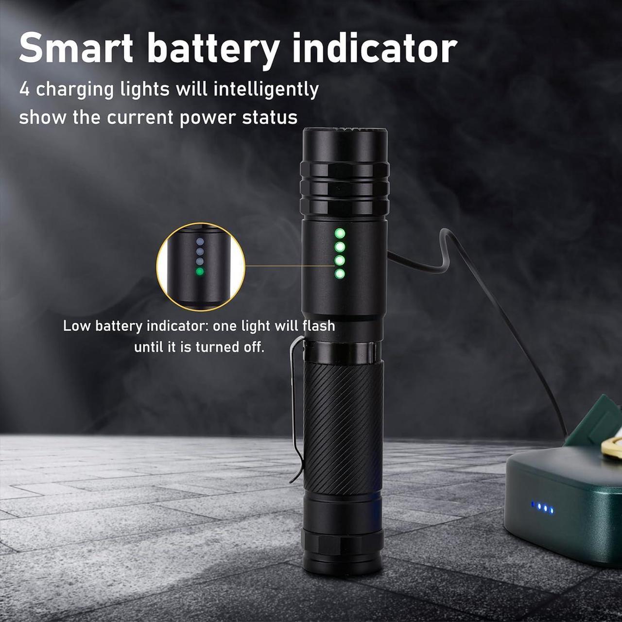 Alt view image 5 of 6 - Rechargeable Flashlights 3000 Lumen, Super Bright Flashlight Rechargeable USB-C, Portable LED Flash Light 5 Modes, IPX6 Waterproof, Powerful Flashlight for Home Outage, Outdoor, Emergencies