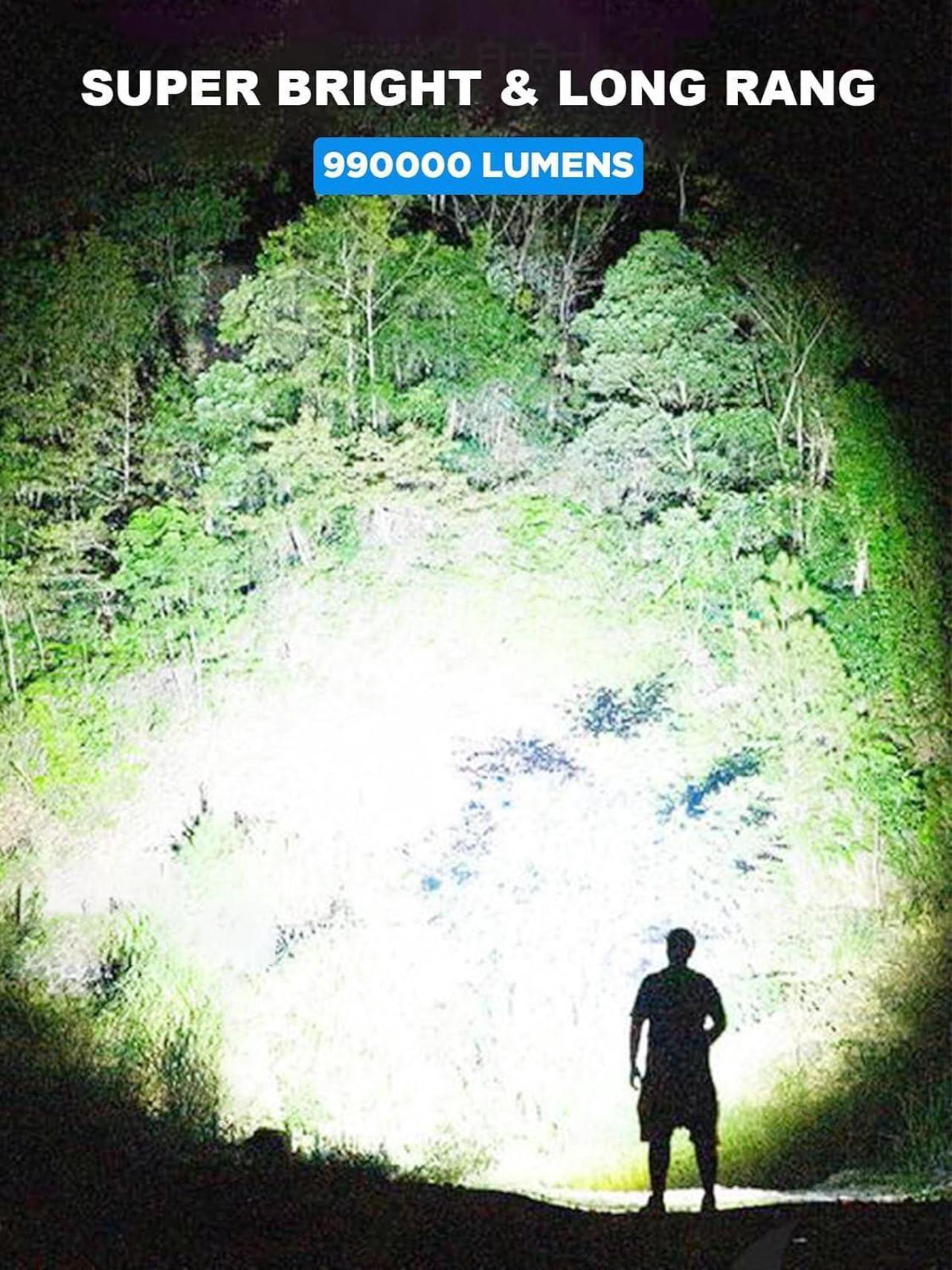 Alt view image 2 of 7 - Flashlights High Lumen Rechargeable, 990,000 Lumens Super Bright LED Flashlight, High Powered Flash Light with 5000 mAh Capacity, Waterproof Handheld Flashlight for Camping Hiking(2 Pack)