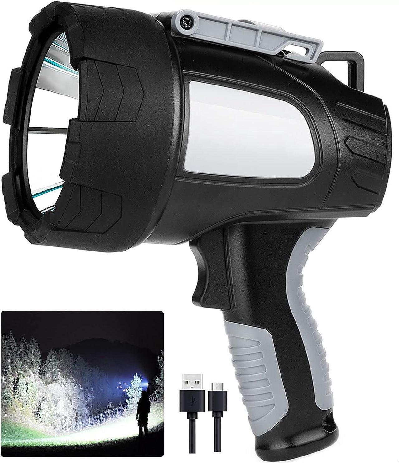 Main image of Rechargeable Spotlight Outdoor 1000 000 Lumens Led Spotlight Flashlight with Cob Light and Foldable Tripod 6 Modes Waterproof Handheld Spot Light for Outdoor Marine Boating Hunting