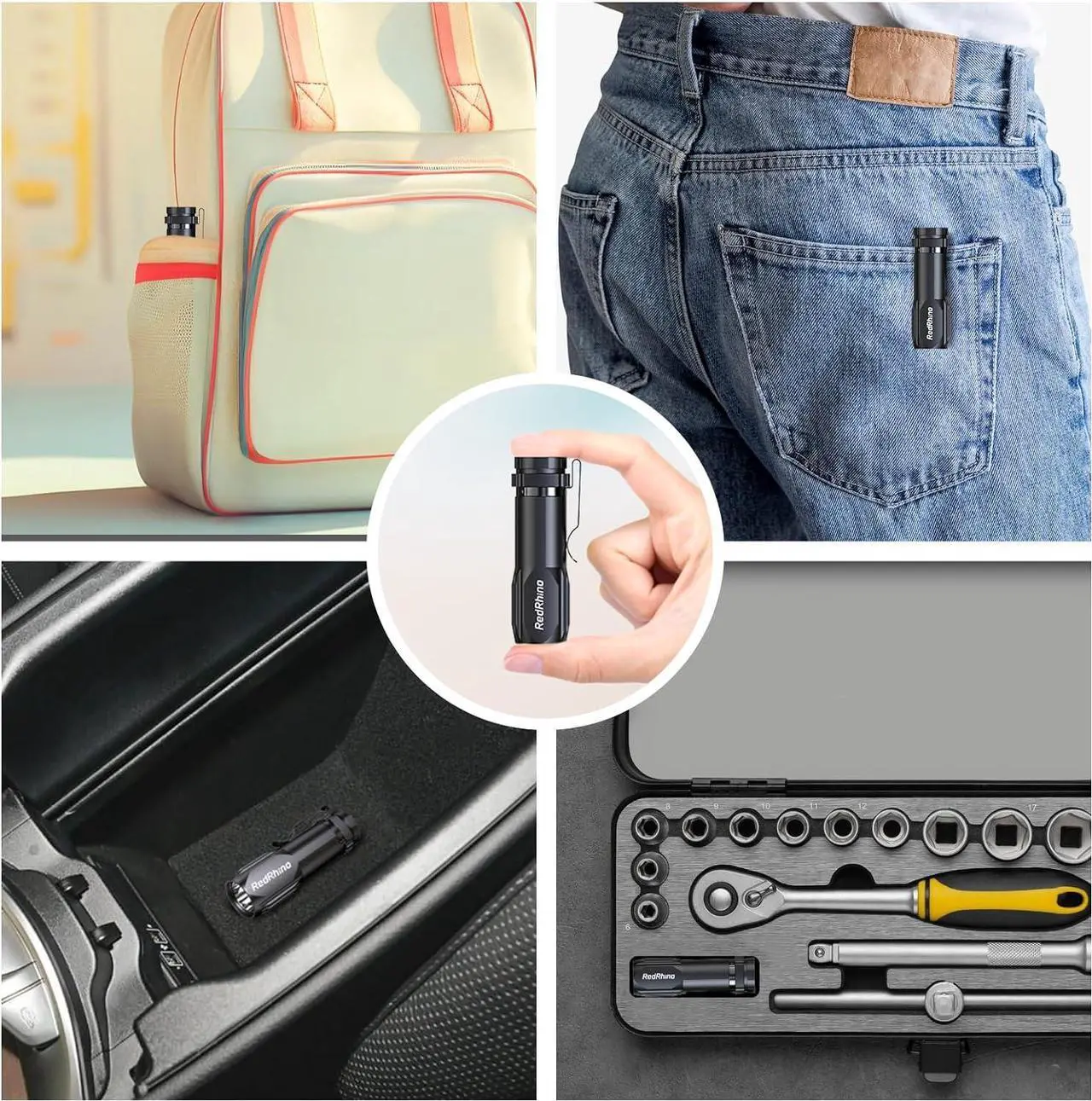 Alt view image 6 of 6 - Small LED Flashlight 4 Pack Rechargeable EDC Compact Pocket Lights 400 Lumens Mini Flash Light with Clip Bright Little Flashlights for Home Emergency Camping Outdoor 4B