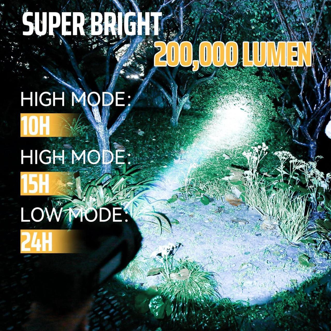 Alt view image 2 of 7 - Rechargeable Spotlight 200 000 Lumens Handheld Spotlight Flashlight LED Hunting Spot Light with Cob Light and Solar Panels Lightweight and Super Bright Spotlight for Hunting Camping