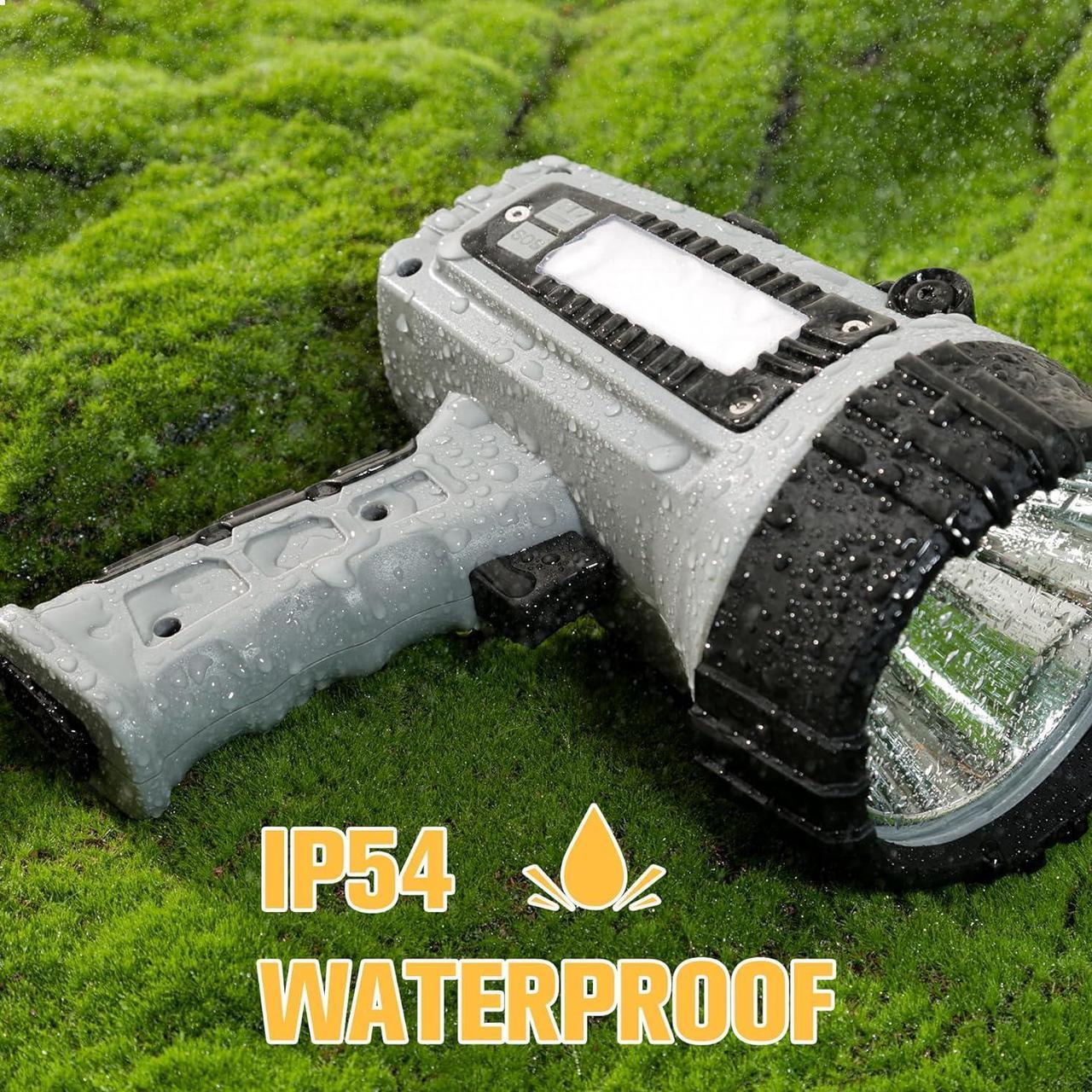 Alt view image 6 of 7 - Rechargeable Spotlight 200 000 Lumens Handheld Spotlight Flashlight LED Hunting Spot Light with Cob Light and Solar Panels Lightweight and Super Bright Spotlight for Hunting Camping