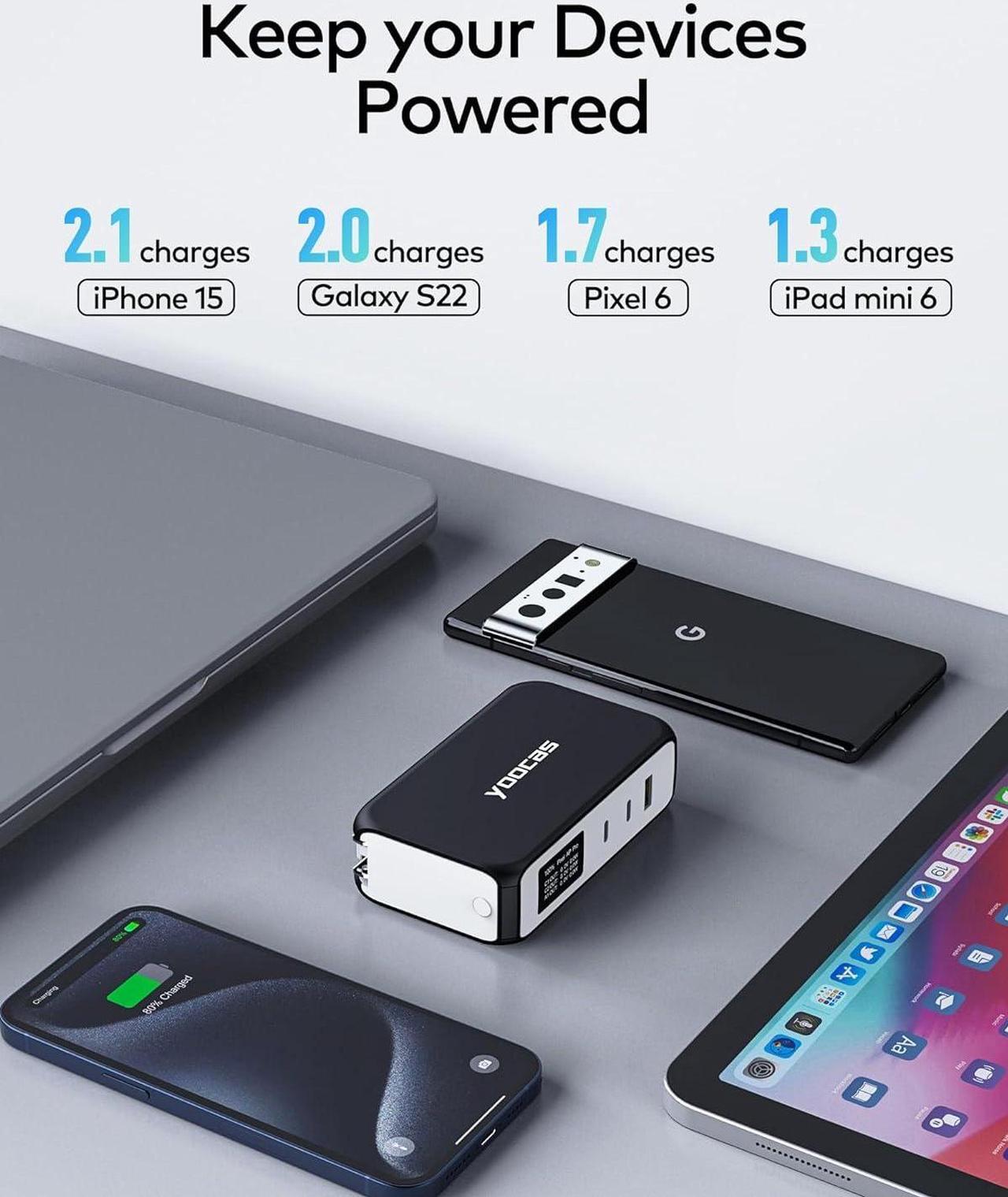 Alt view image 5 of 7 - Portable Power Bank 2in1 Hybrid Charger-10000mAh 45W Portable Charger with 65W Laptop Charger-USB C/A 3 Ports for Laptops MacBook  HP   iPhone iPad ect-Black & White
