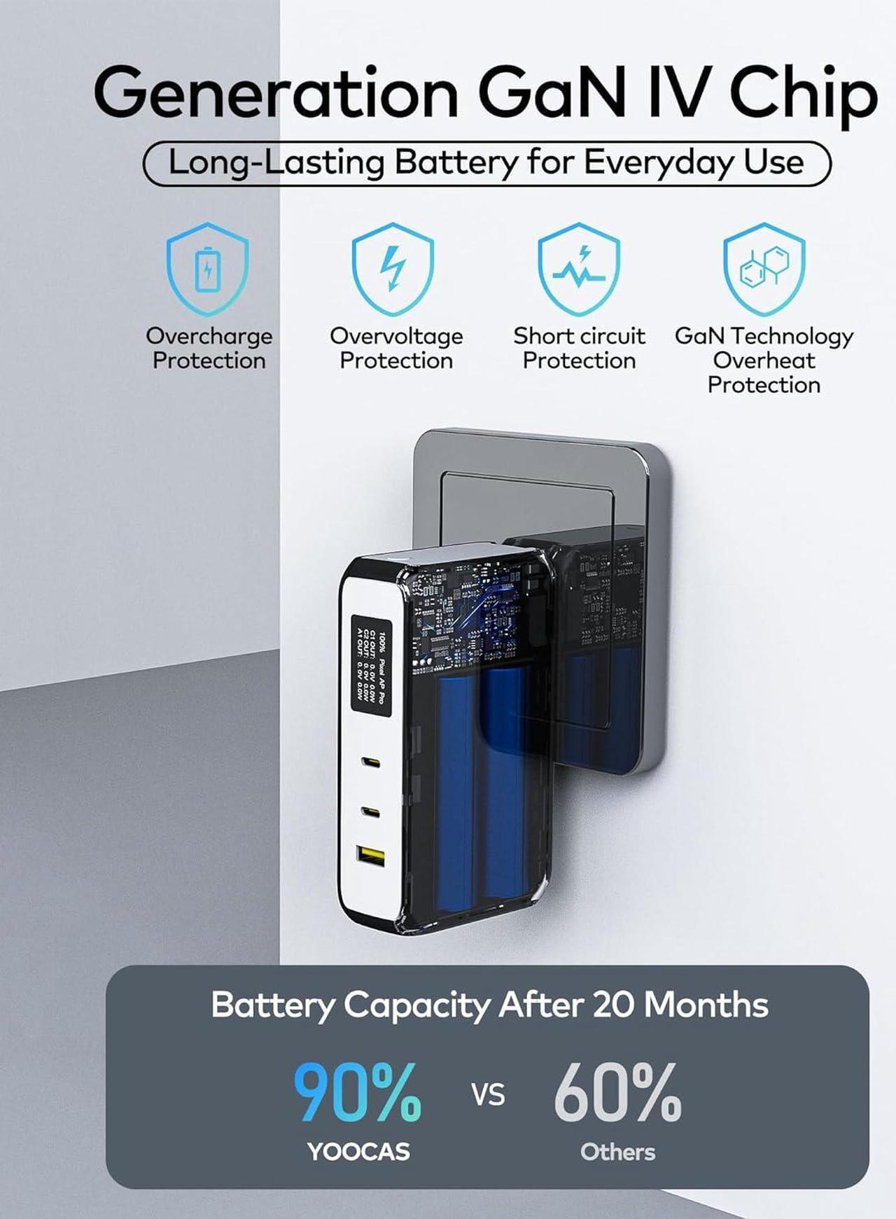 Alt view image 6 of 7 - Portable Power Bank 2in1 Hybrid Charger-10000mAh 45W Portable Charger with 65W Laptop Charger-USB C/A 3 Ports for Laptops MacBook  HP   iPhone iPad ect-Black & White
