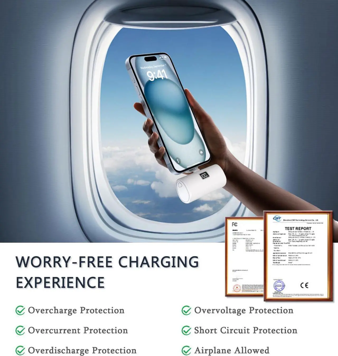 Alt view image 6 of 7 - Portable Charger for iPhone 15 Power Bank 6000mAh USB-C Portable Phone Charger with Fast Charging (20W) Mini Battery Pack for iPhone 15 Pro/15 Plus/15 Promax// Andriod - White