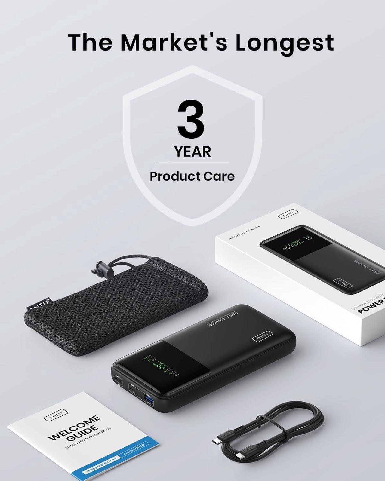 Alt view image 7 of 7 - 140W Power Bank 27000mAh High Capacity Laptop Portable Charger USB C in&Out Tablet Powerbank Smart Digital Display Phone Charge Compatible with iPhone 15  iPad MacBook Laptop etc.