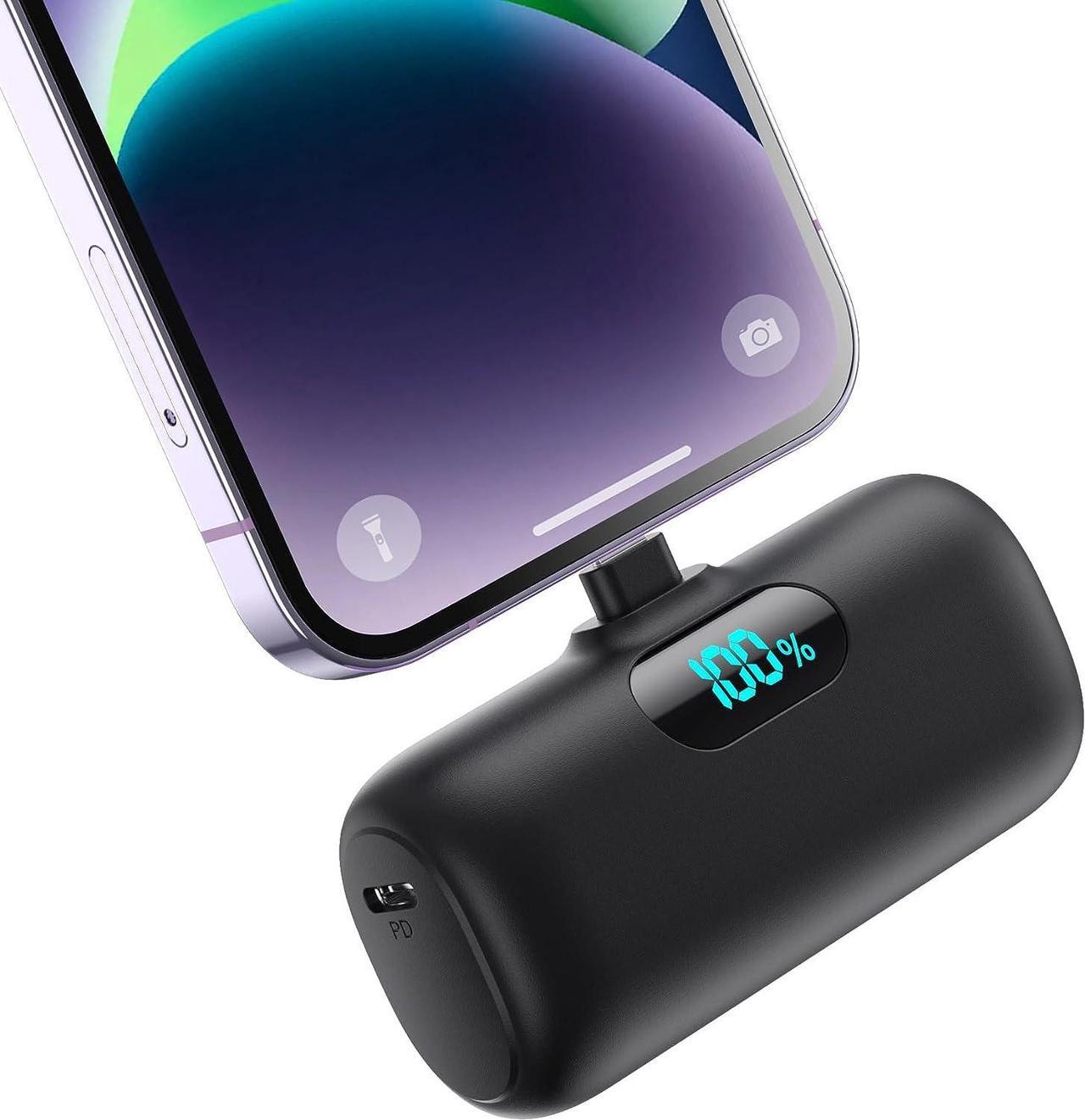 Main image of Small Portable Charger for iPhone Upgraded 5000mAh PD Fast Charging Power Bank Mini Battery Pack Backup Charger Compatible with iPhone 14/14 Pro Max/13/13 Pro/12 Pro/11/XS/XR/X/8/7/6 etc-Black