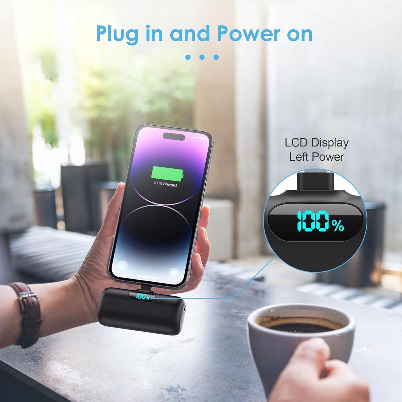 Alt view image 6 of 7 - Small Portable Charger for iPhone Upgraded 5000mAh PD Fast Charging Power Bank Mini Battery Pack Backup Charger Compatible with iPhone 14/14 Pro Max/13/13 Pro/12 Pro/11/XS/XR/X/8/7/6 etc-Black