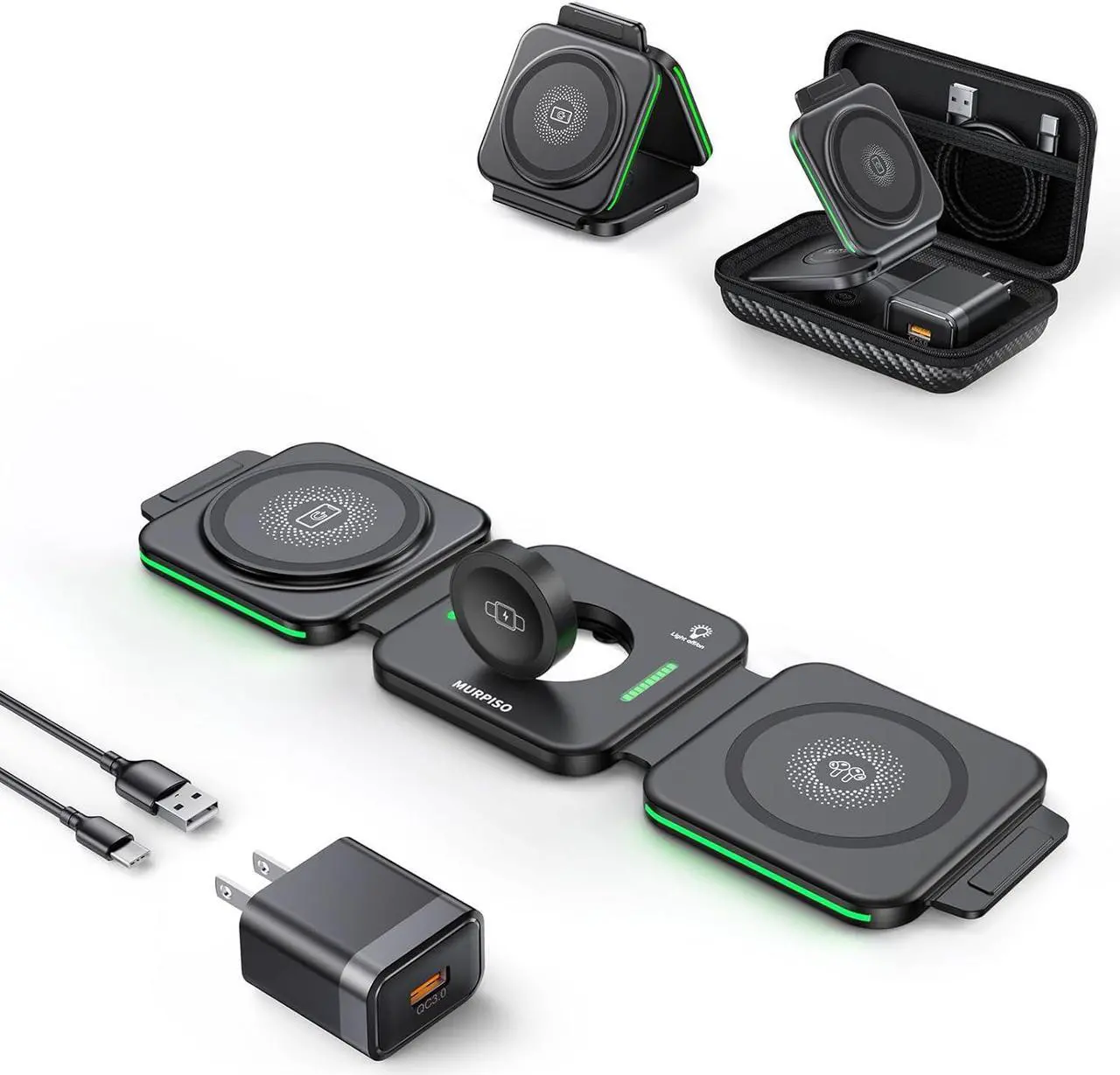 Main image of 3 in 1 Charging Station for Apple,Magnetic Foldable Charger for Travel,Wireless Charger Pad for iPhone 16/15/14/13/12/Pro/Max/Mini,AirPods Wireless/Pro,iWatch Ultra/SE/10/9/8/7/6/5/4/3/2