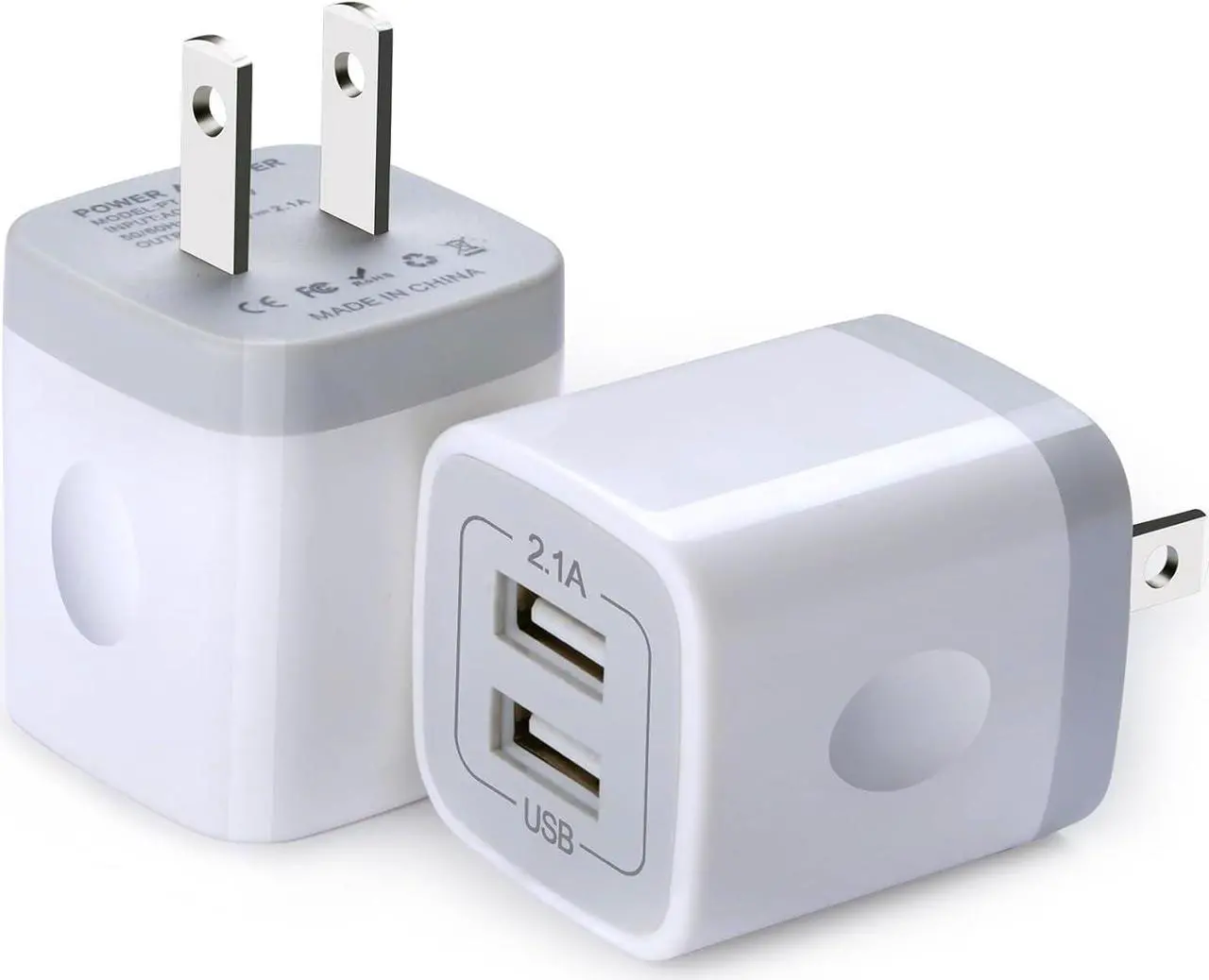 Main image of USB Wall Charger 2Pack Dual Port 2.1Amp Fast Brick Base Adapter Charging Block Charger Cube Plug Charger Box for iPhone 16 Pro Max 15 14 13 12 11 Pro X 6 6S 7 8 Plus iPad  Android