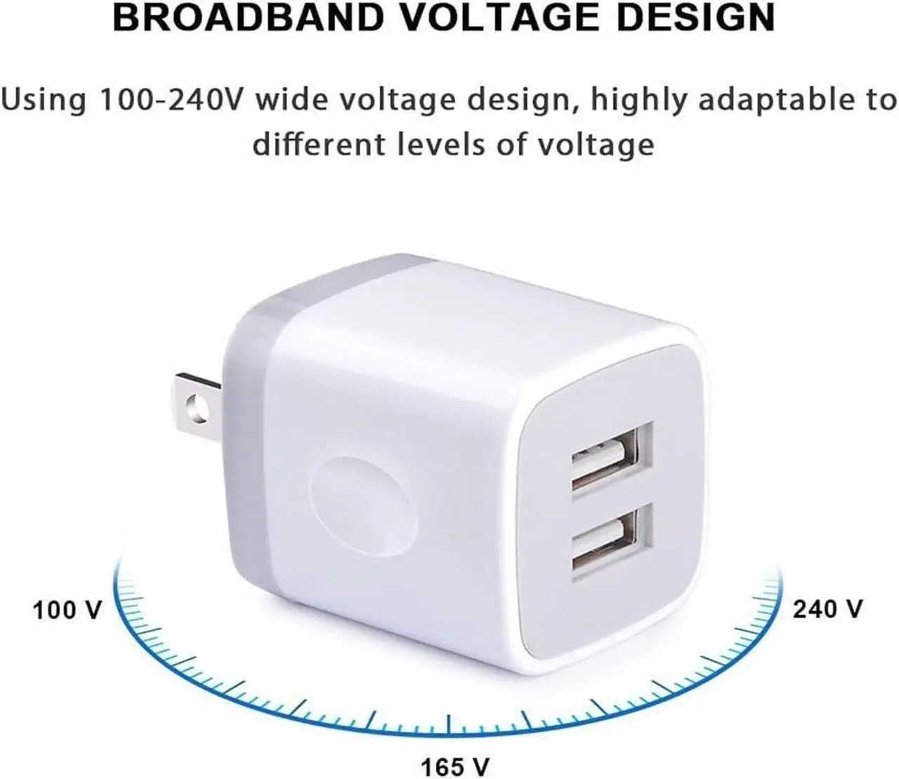 Alt view image 2 of 7 - USB Wall Charger 2Pack Dual Port 2.1Amp Fast Brick Base Adapter Charging Block Charger Cube Plug Charger Box for iPhone 16 Pro Max 15 14 13 12 11 Pro X 6 6S 7 8 Plus iPad  Android