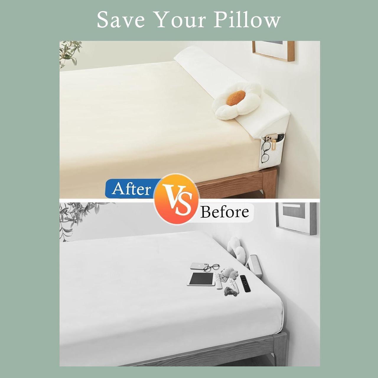 Alt view image 2 of 7 - Bed Wedge Gap Filler King (76x 8x 6) Wedge Pillow for Headboard Gap 0-8 Mattress Gap Filler Pillow to Fill The Gap Between Mattress and Wall with 2 Side Large Pockets
