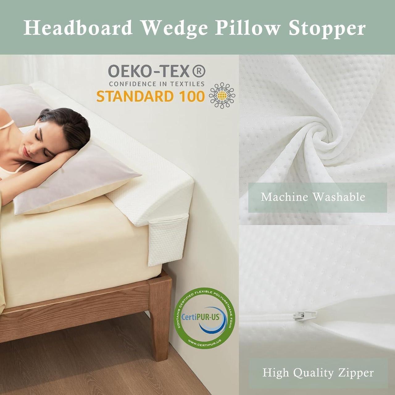 Alt view image 6 of 7 - Bed Wedge Gap Filler King (76x 8x 6) Wedge Pillow for Headboard Gap 0-8 Mattress Gap Filler Pillow to Fill The Gap Between Mattress and Wall with 2 Side Large Pockets