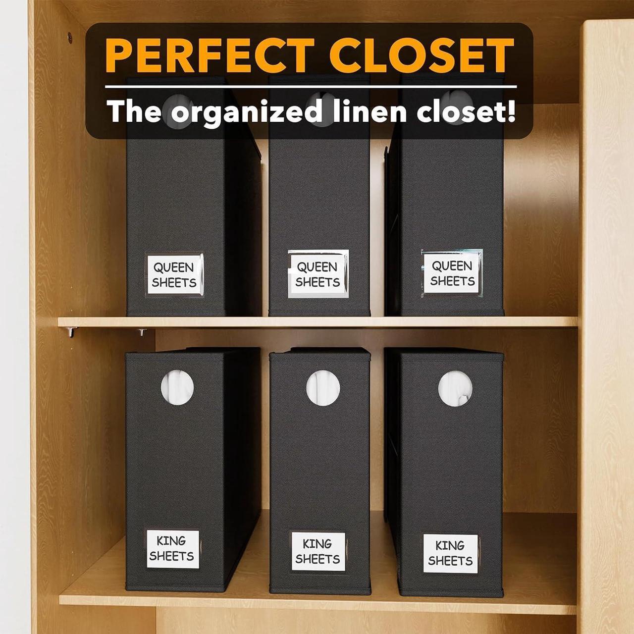 Alt view image 5 of 7 - 6 Pack Bed Sheet Organizers and Storage Foldable Sheet Organizer for Linen Closet Sheets Set Folder Keeper with Window XL (Queen & King Size) Organizing Bedding Container Black
