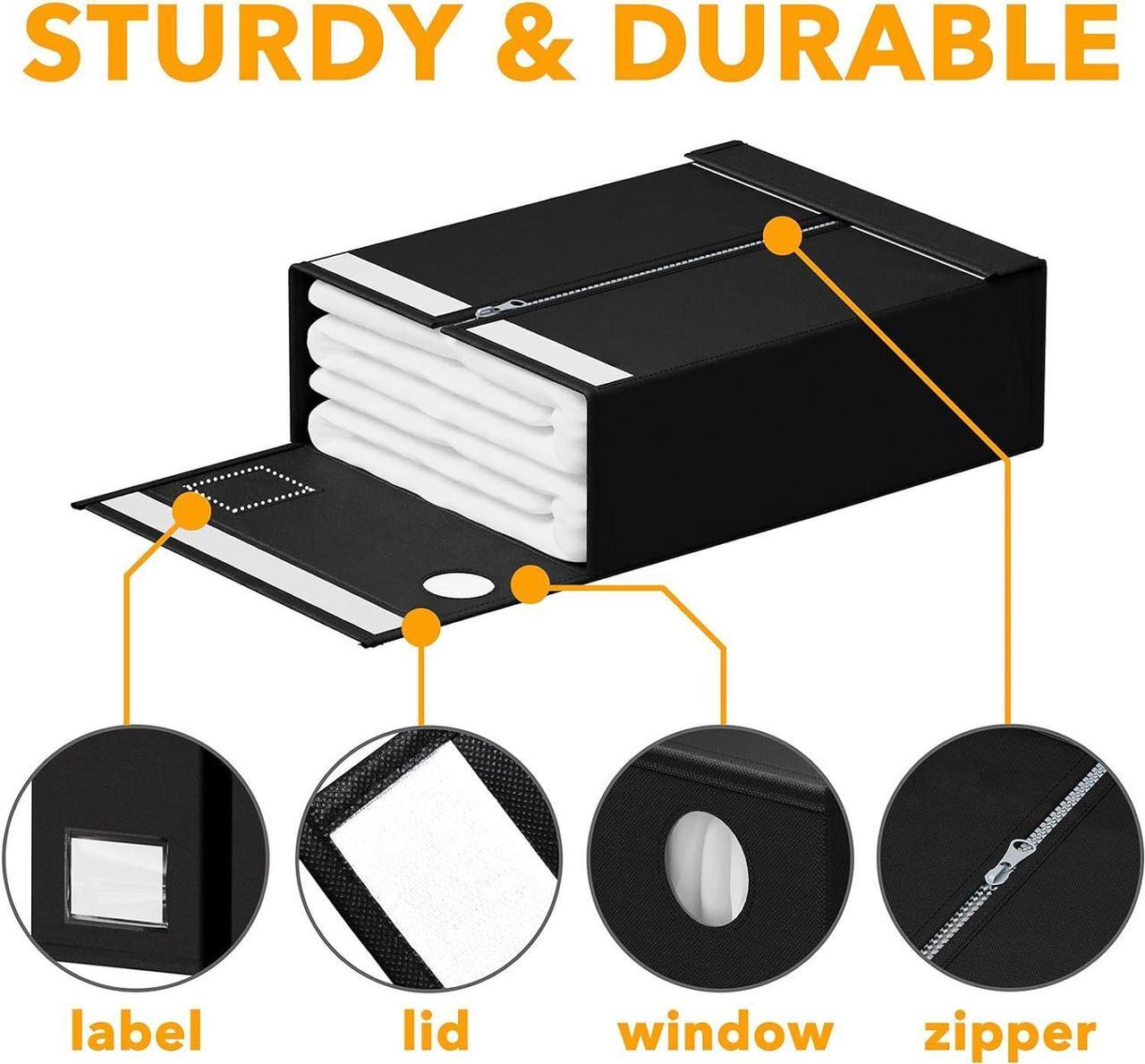 Alt view image 6 of 7 - 6 Pack Bed Sheet Organizers and Storage Foldable Sheet Organizer for Linen Closet Sheets Set Folder Keeper with Window XL (Queen & King Size) Organizing Bedding Container Black